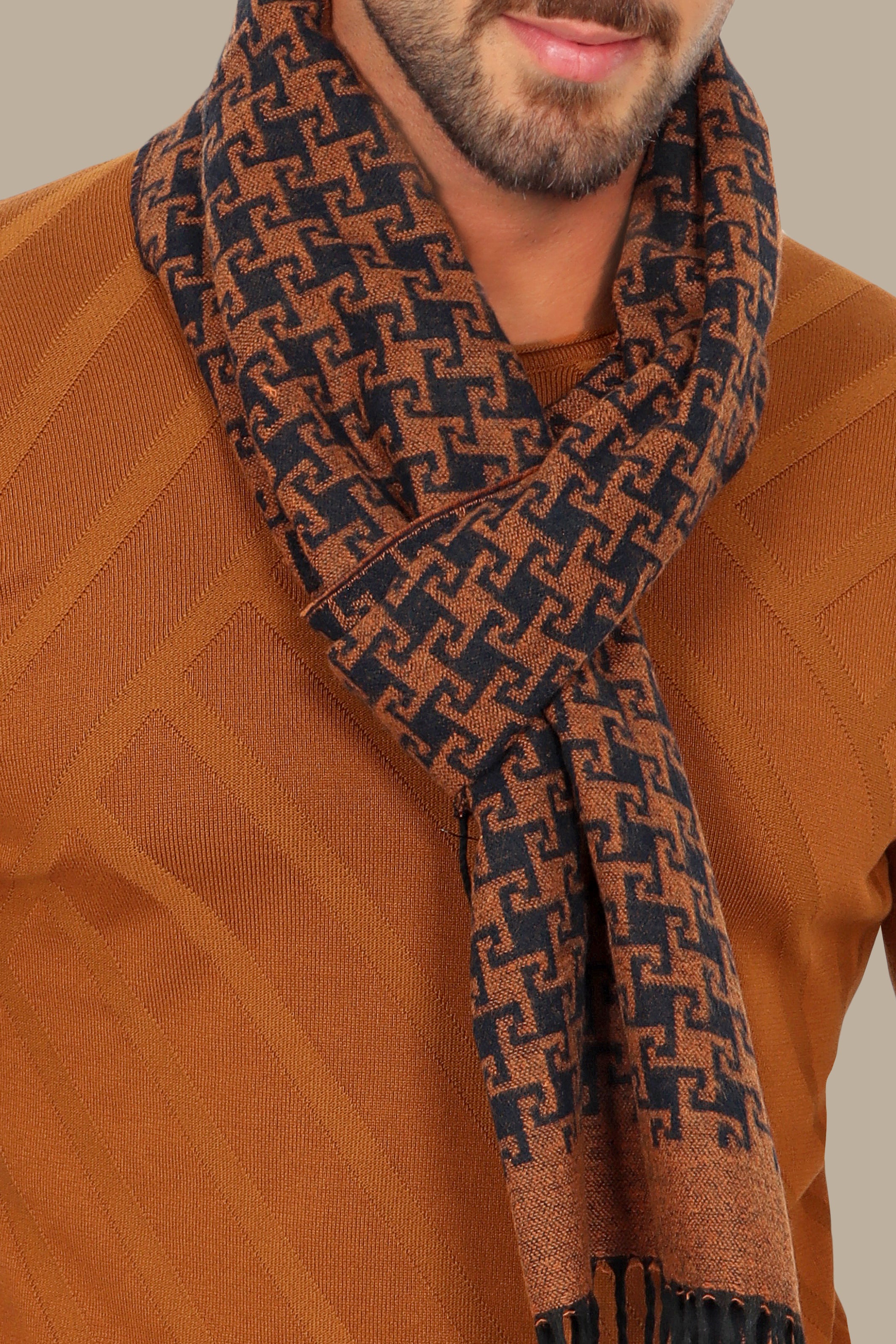 Double-Neck Havane Stripes Sweater