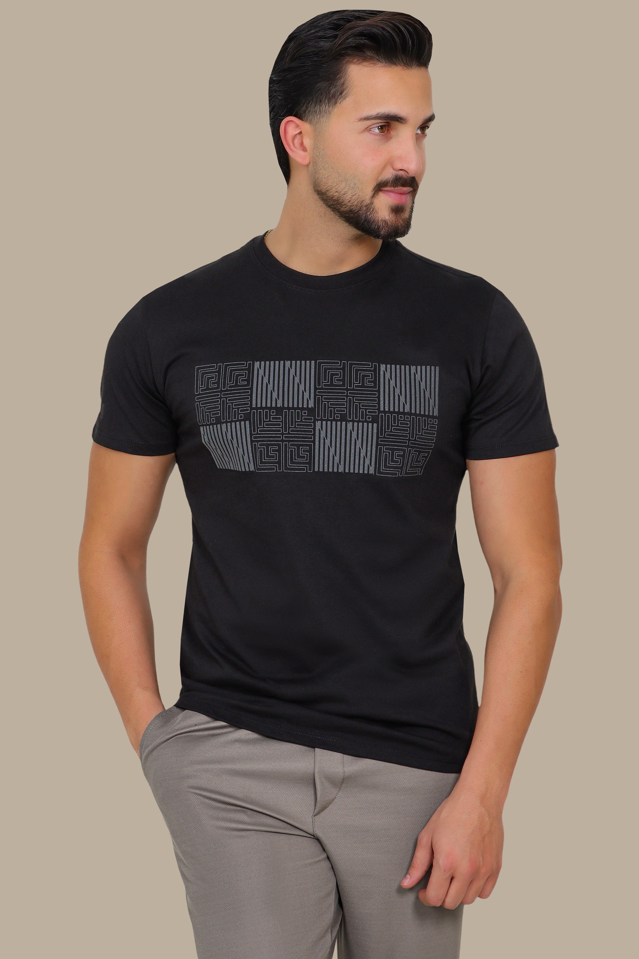 Geometric Square Black T-Shirt