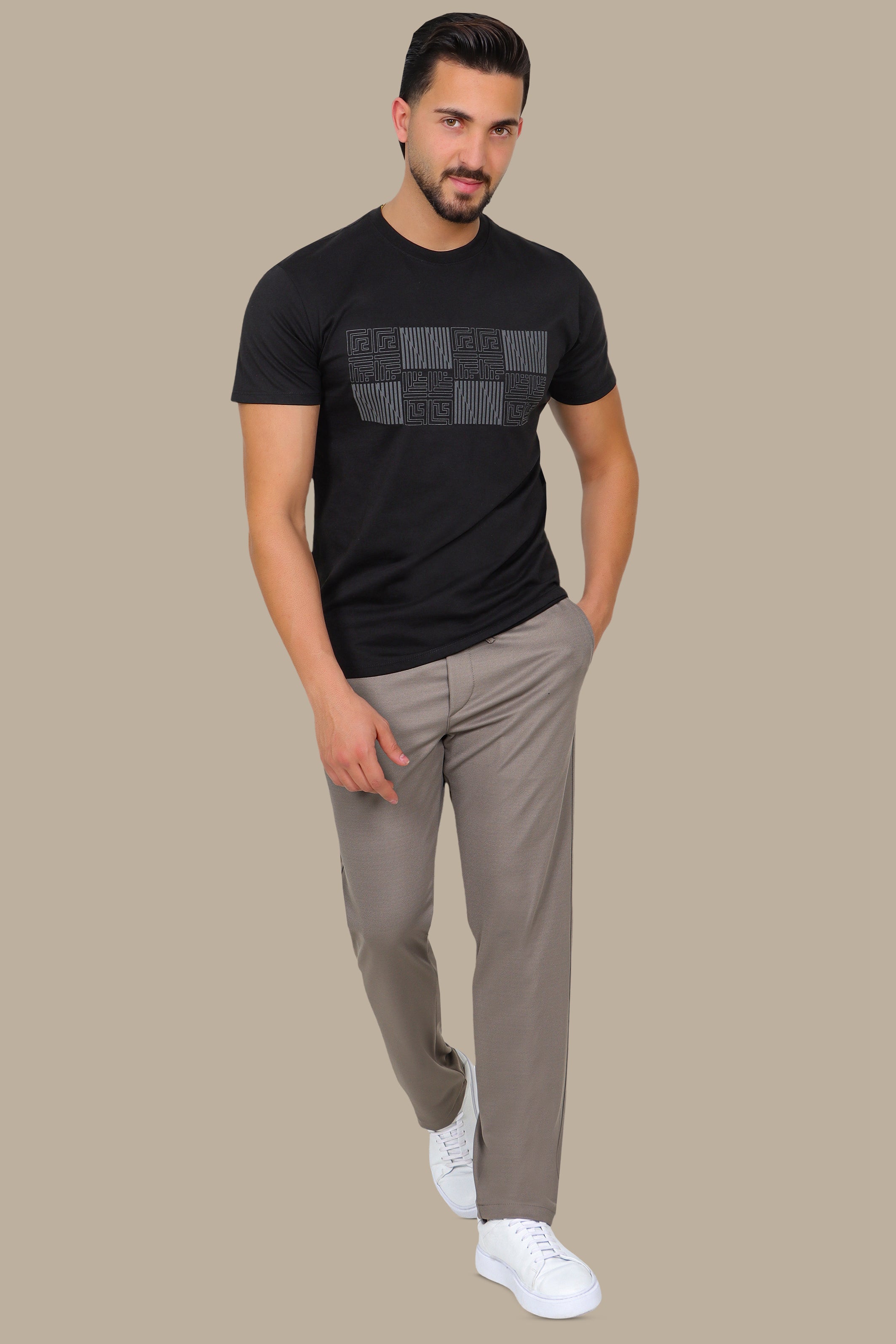 Geometric Square Black T-Shirt
