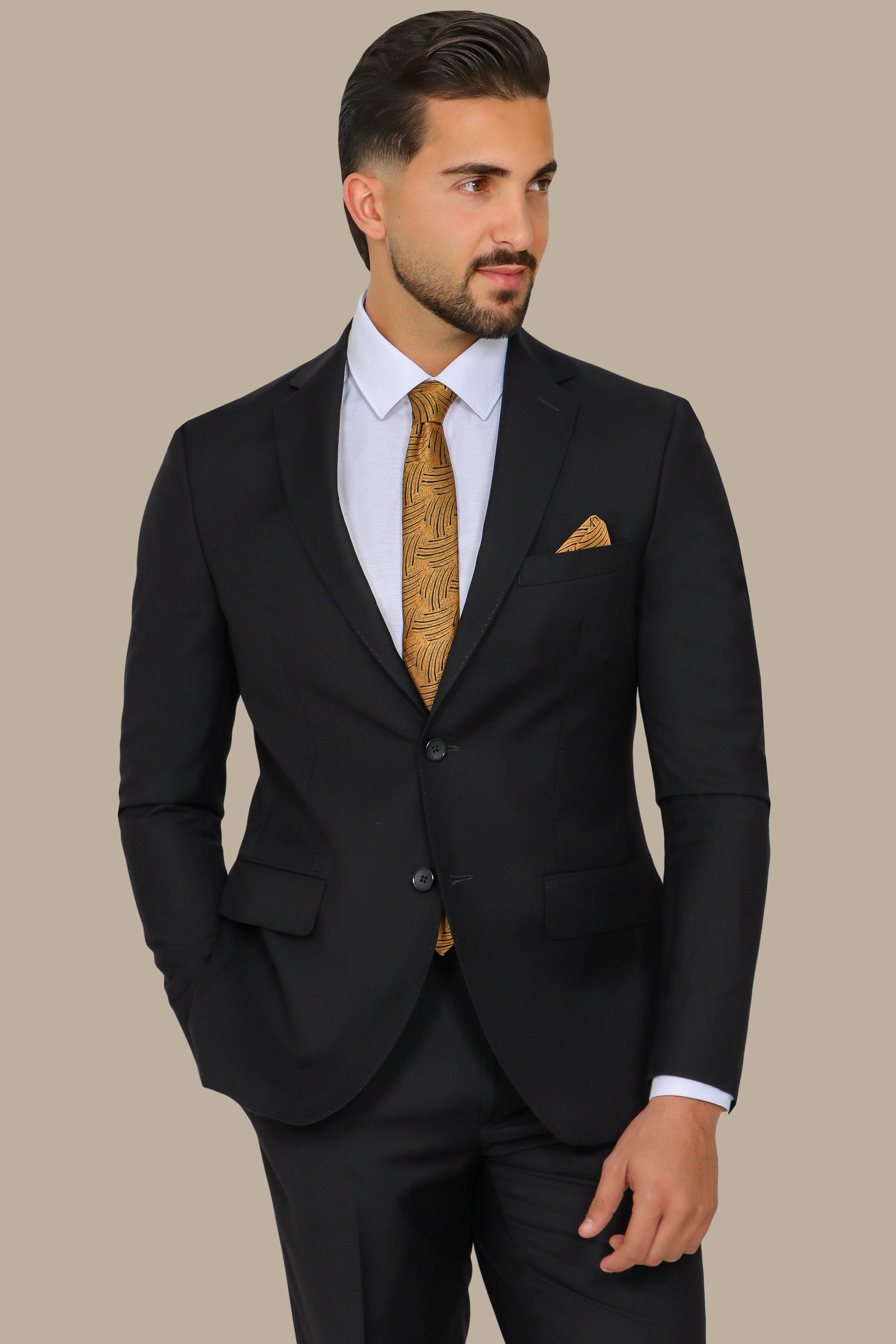 Classic Elegance: The Black Plain Notch Suit