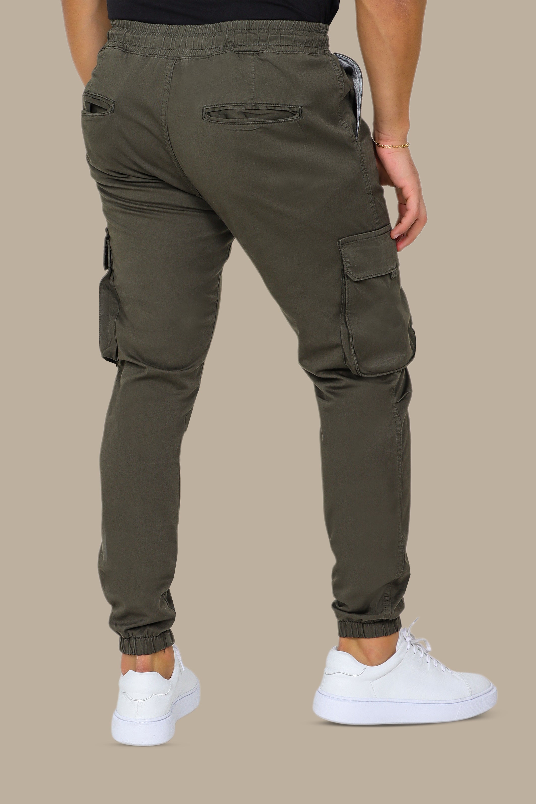 Khaki Cargo Pant with Band Detail