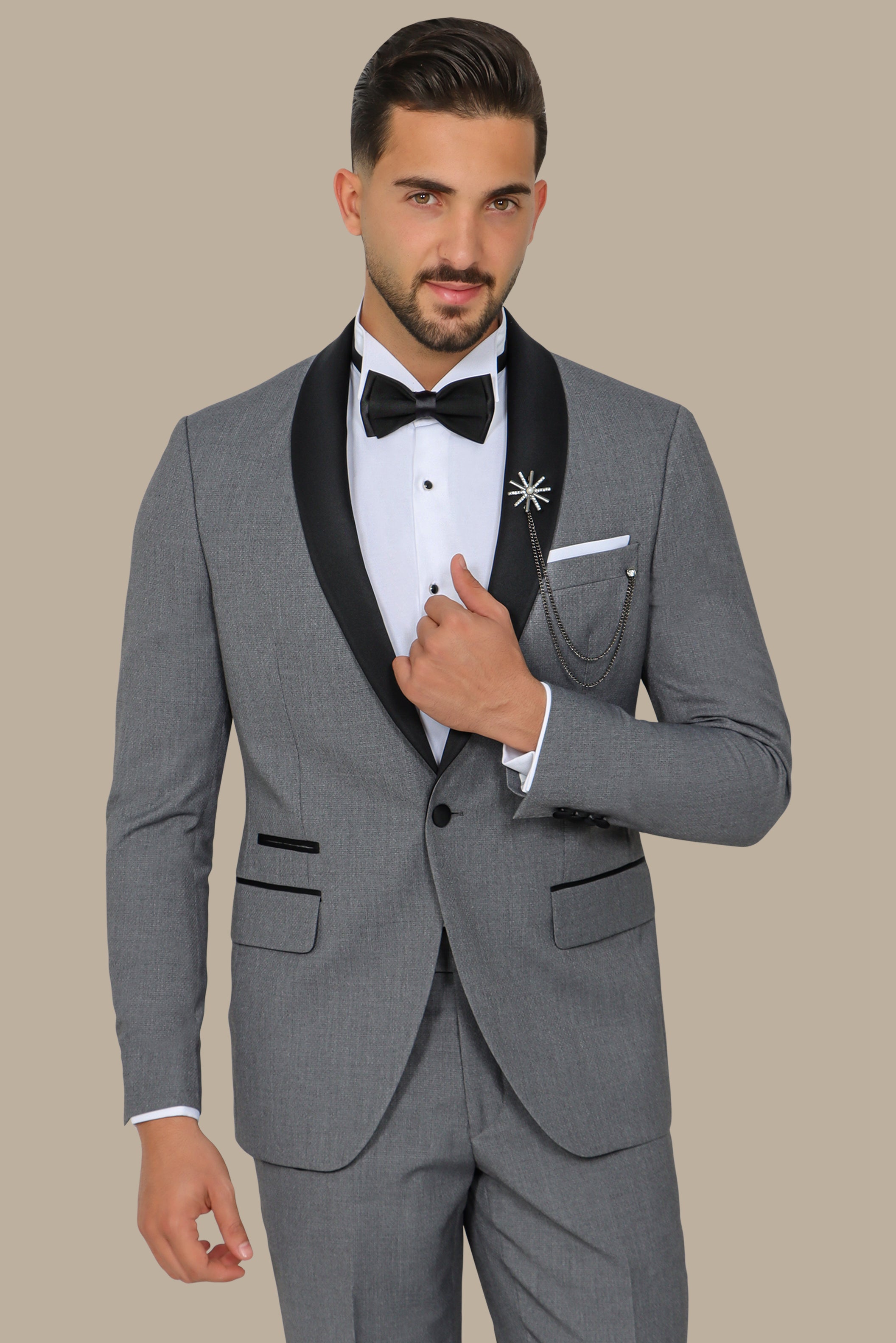 Grey Colchale Structured Tuxedo
