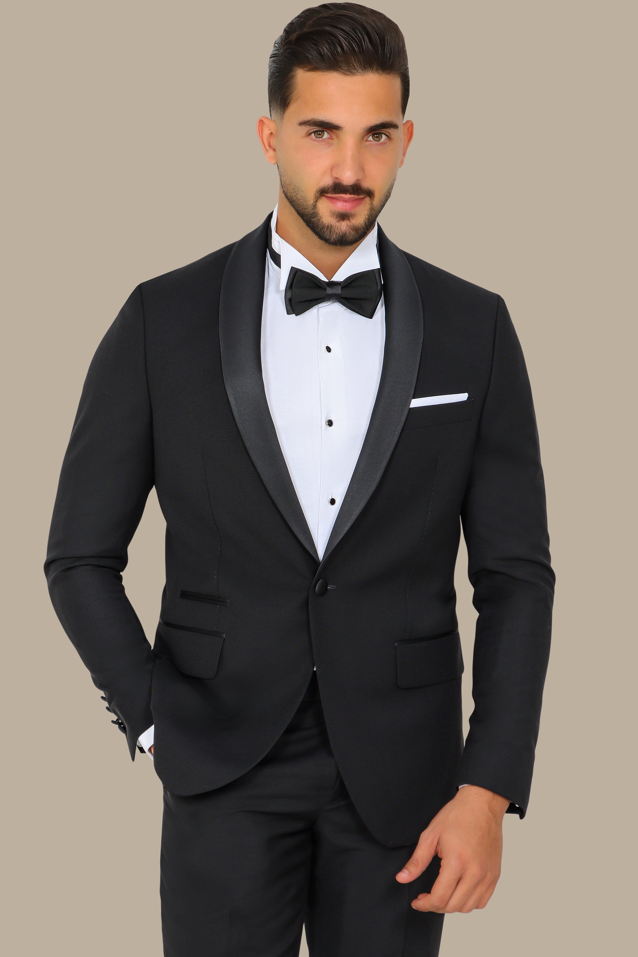 Black Col Chal Structured Tuxedo