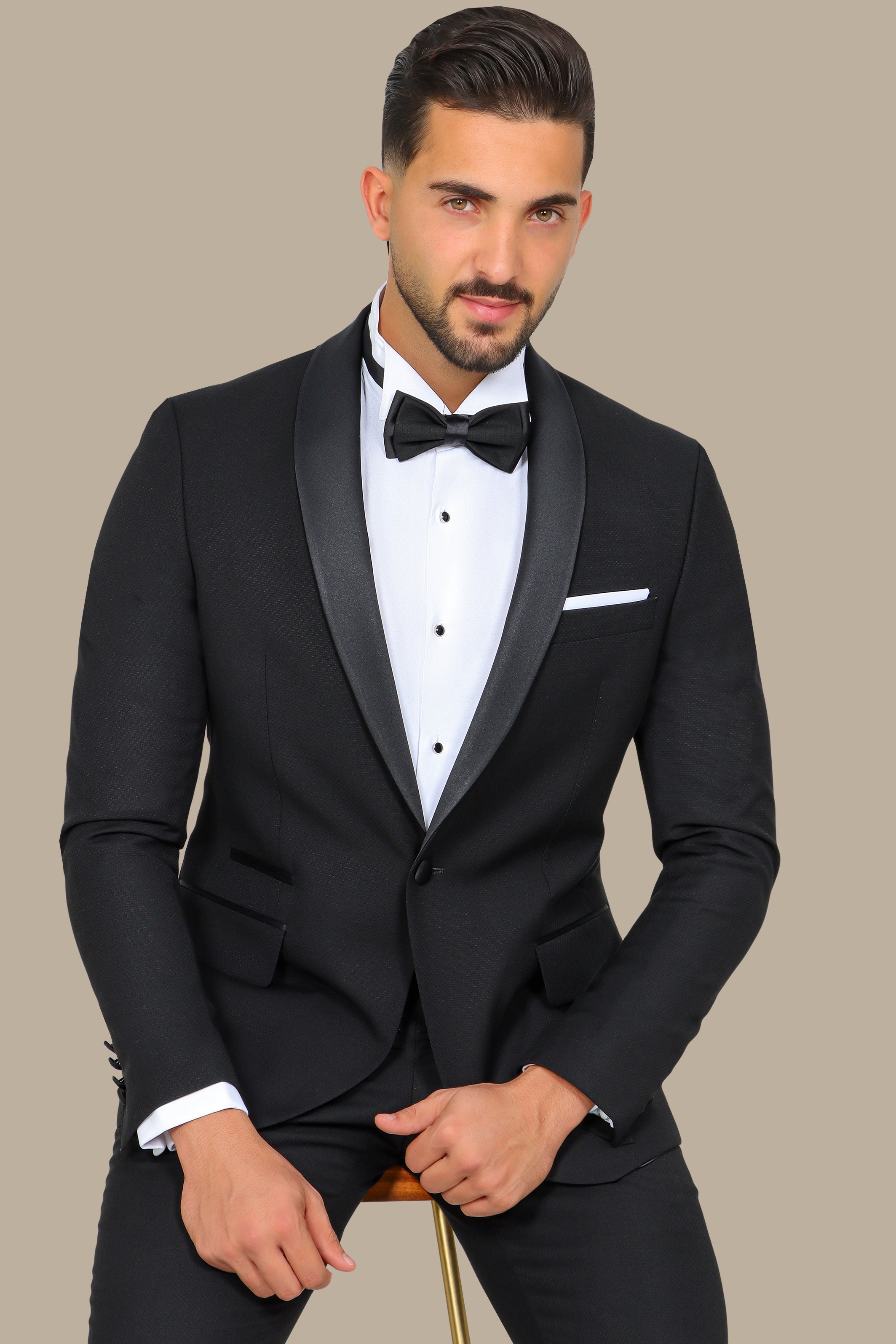 Black Col Chal Structured Tuxedo