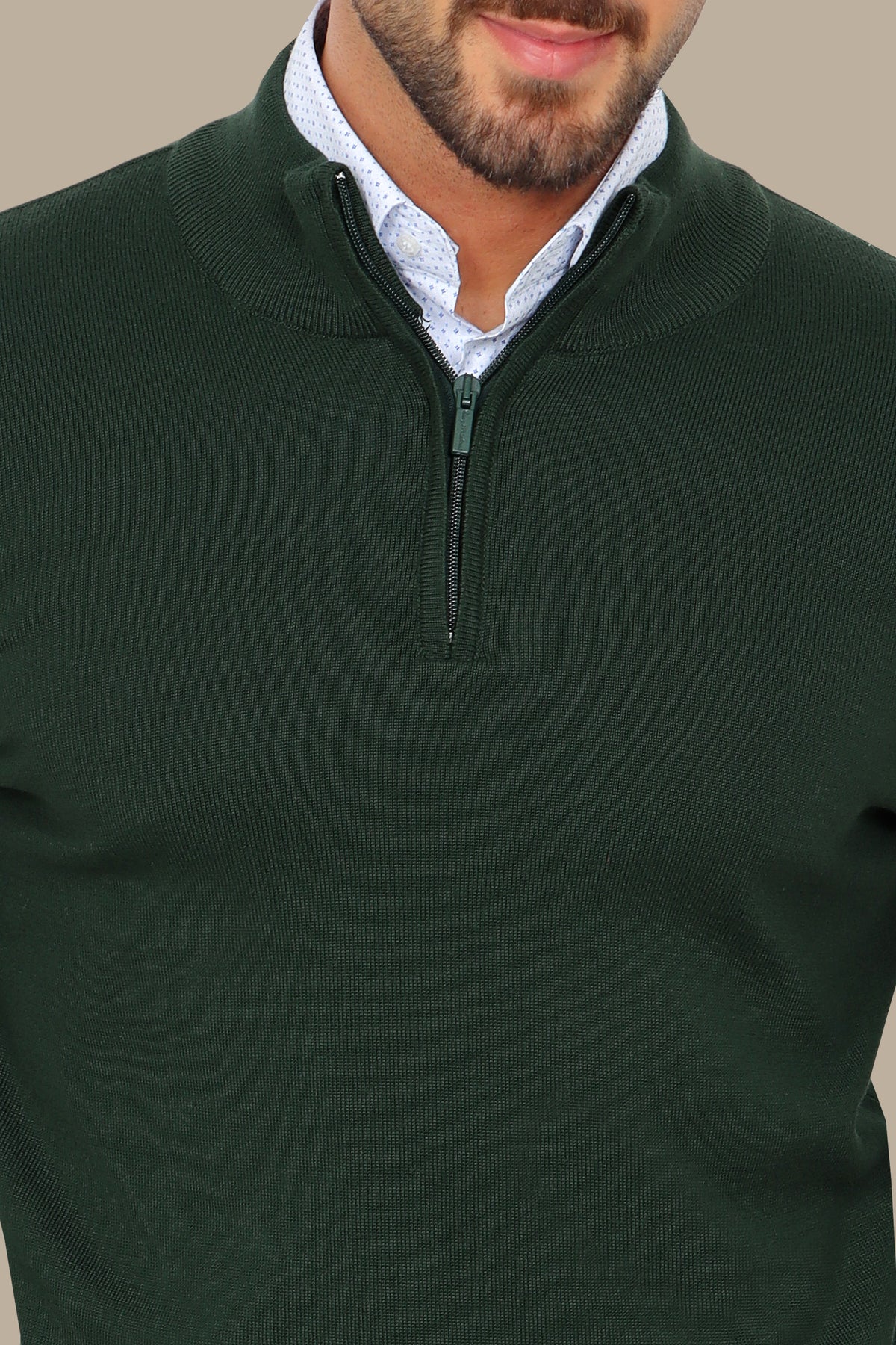 Cotton Sweater with Half Zipper