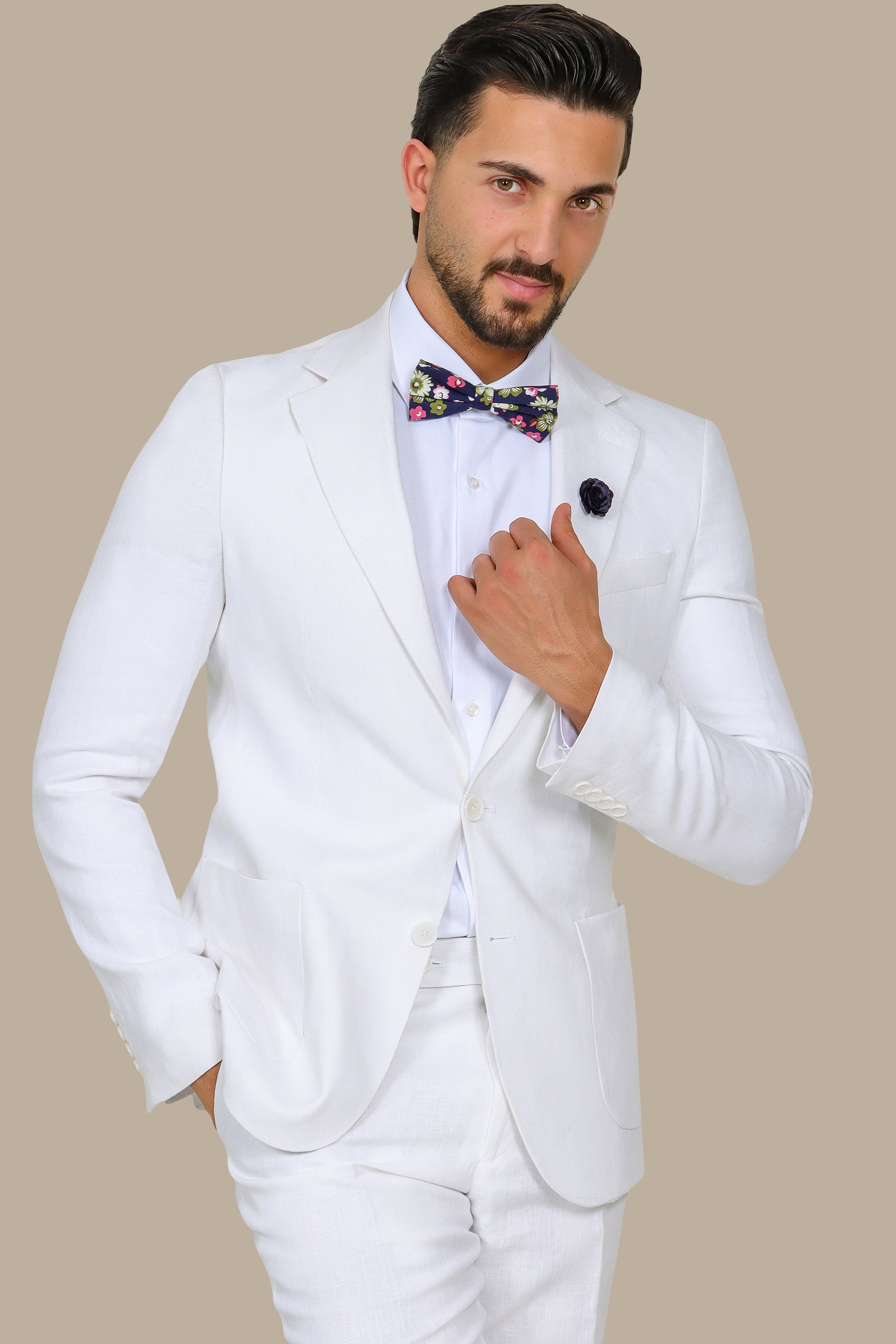 White Linen Suit – 2-Piece with Notch Lapel
