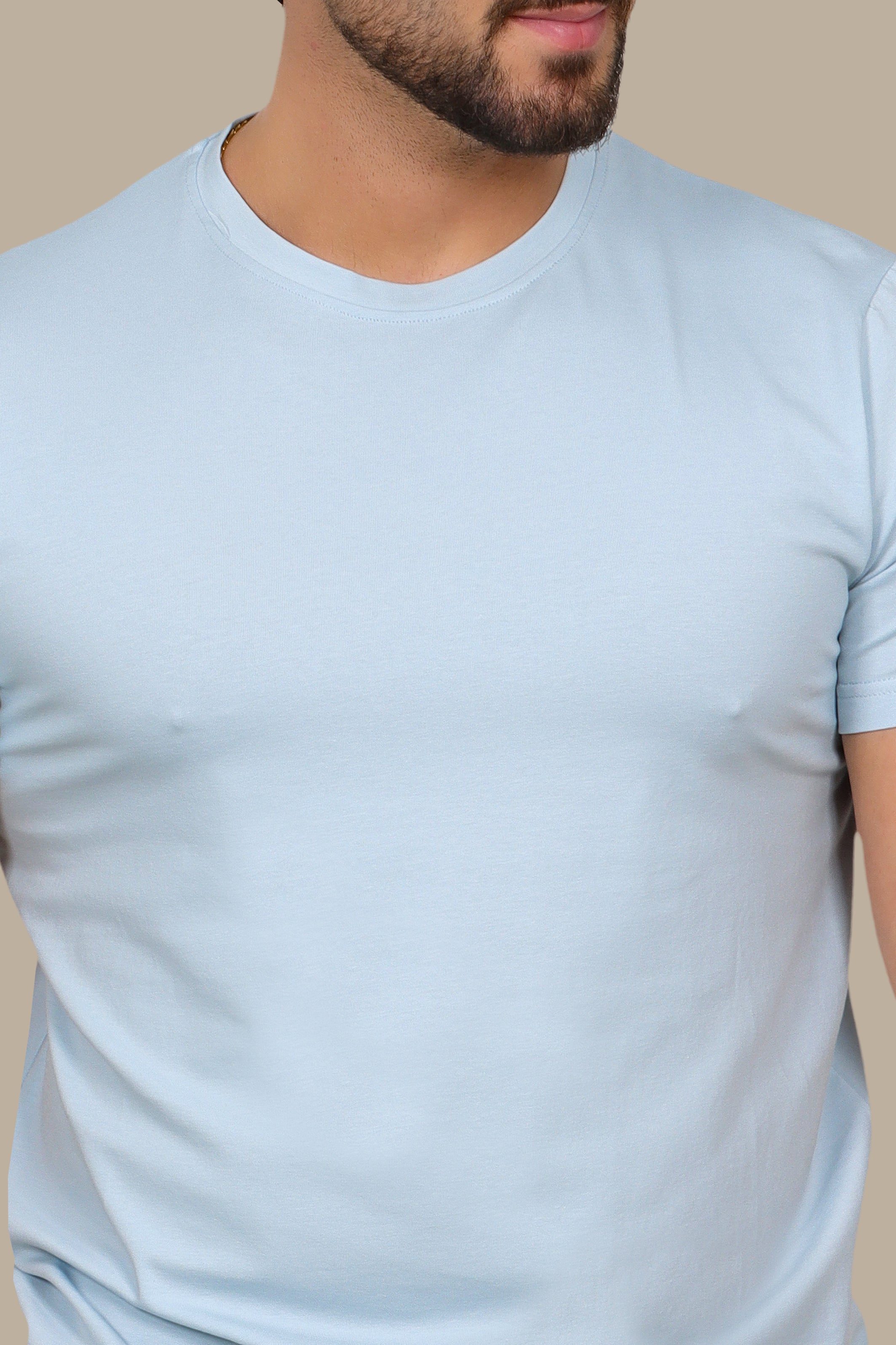 Light Blue Basic Round Neck T-Shirt