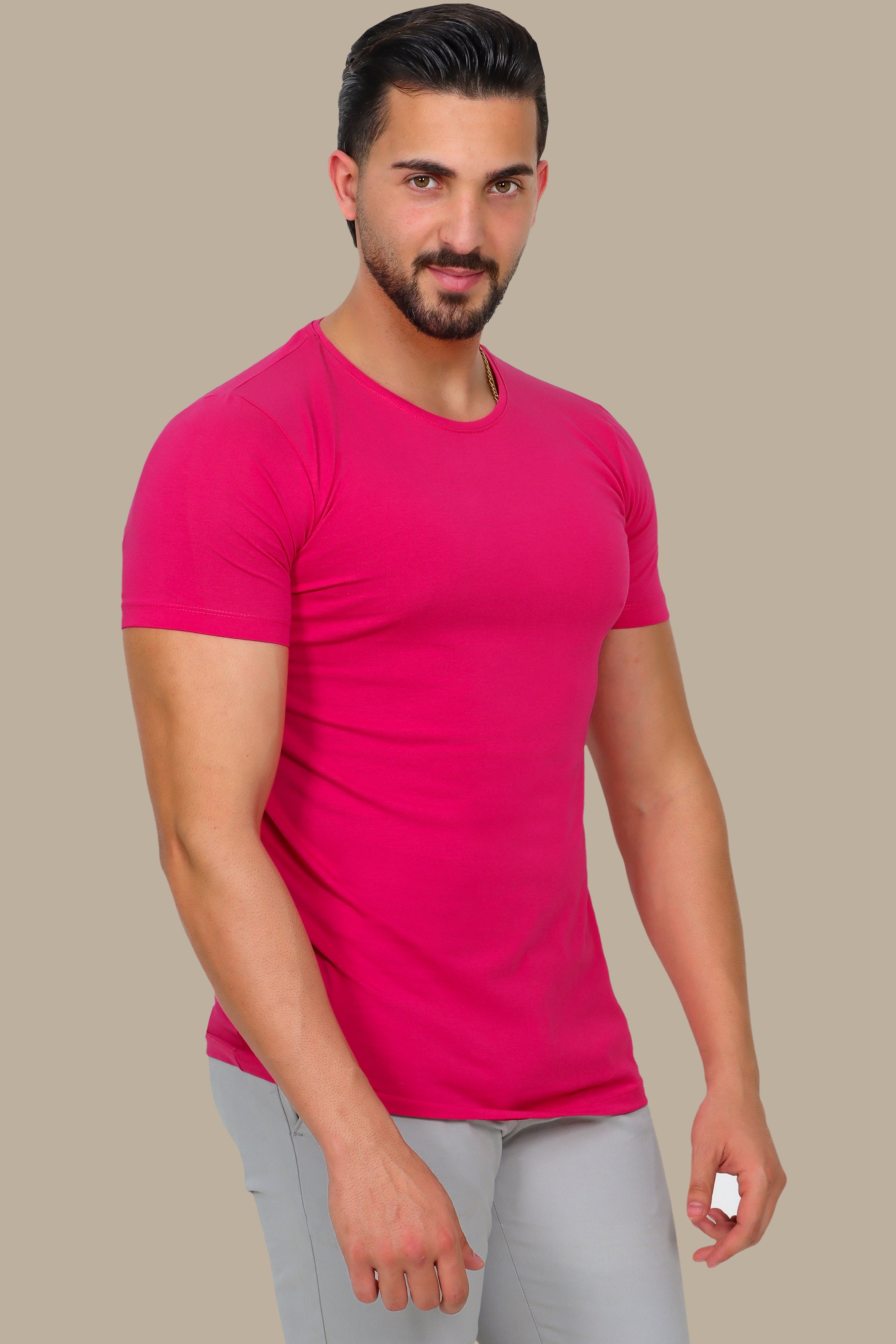 Fuchsia Pop: Basic Round Neck T-Shirt