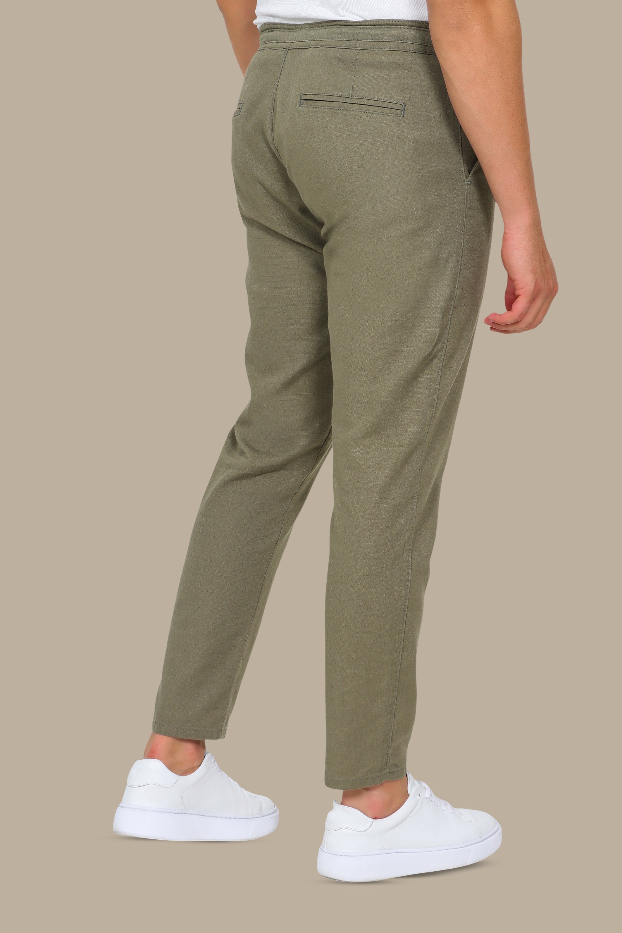 Khaki Linen Fil-à-Fil Pants