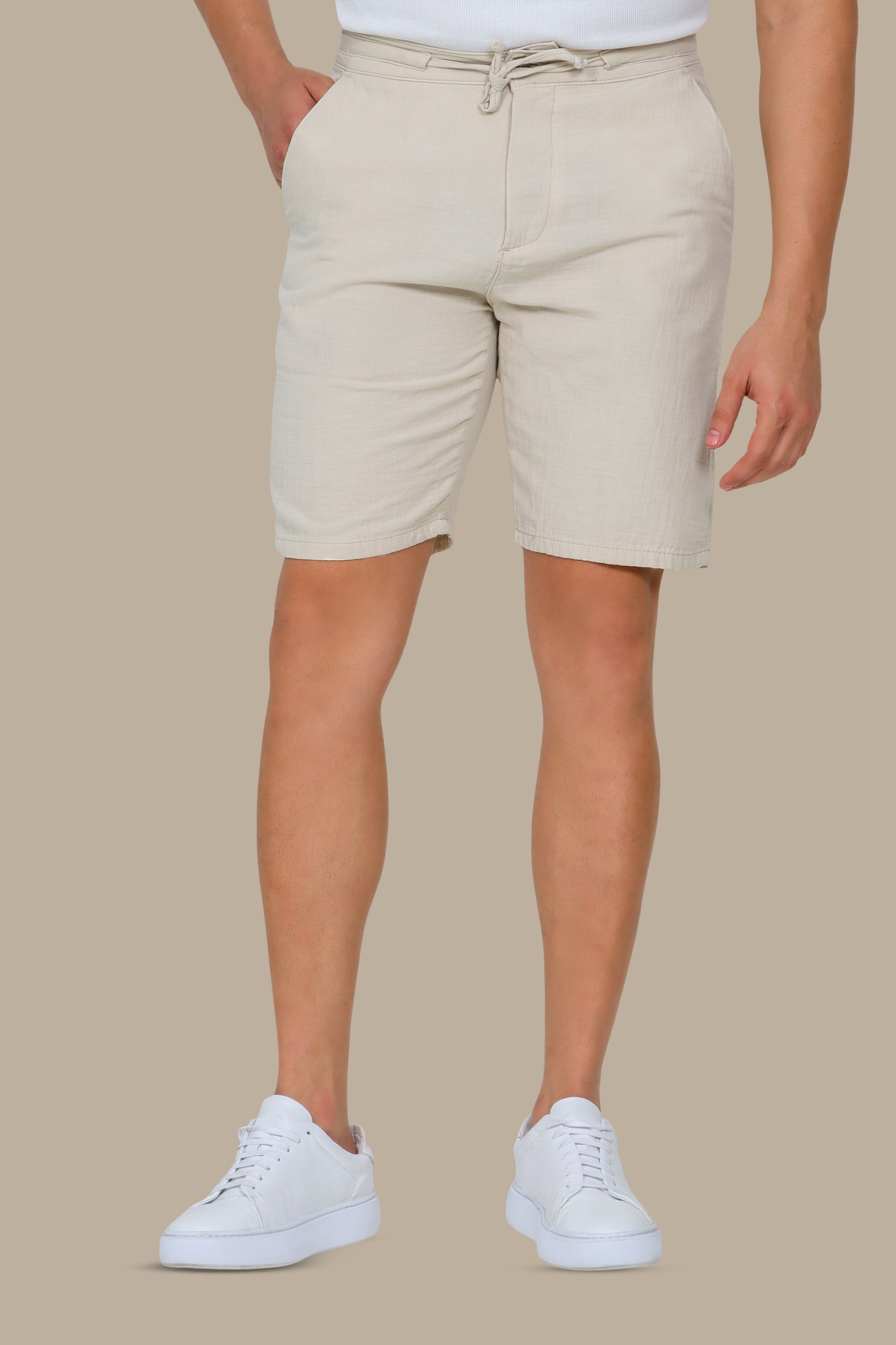 Beige Linen Basics: Essential Shorts