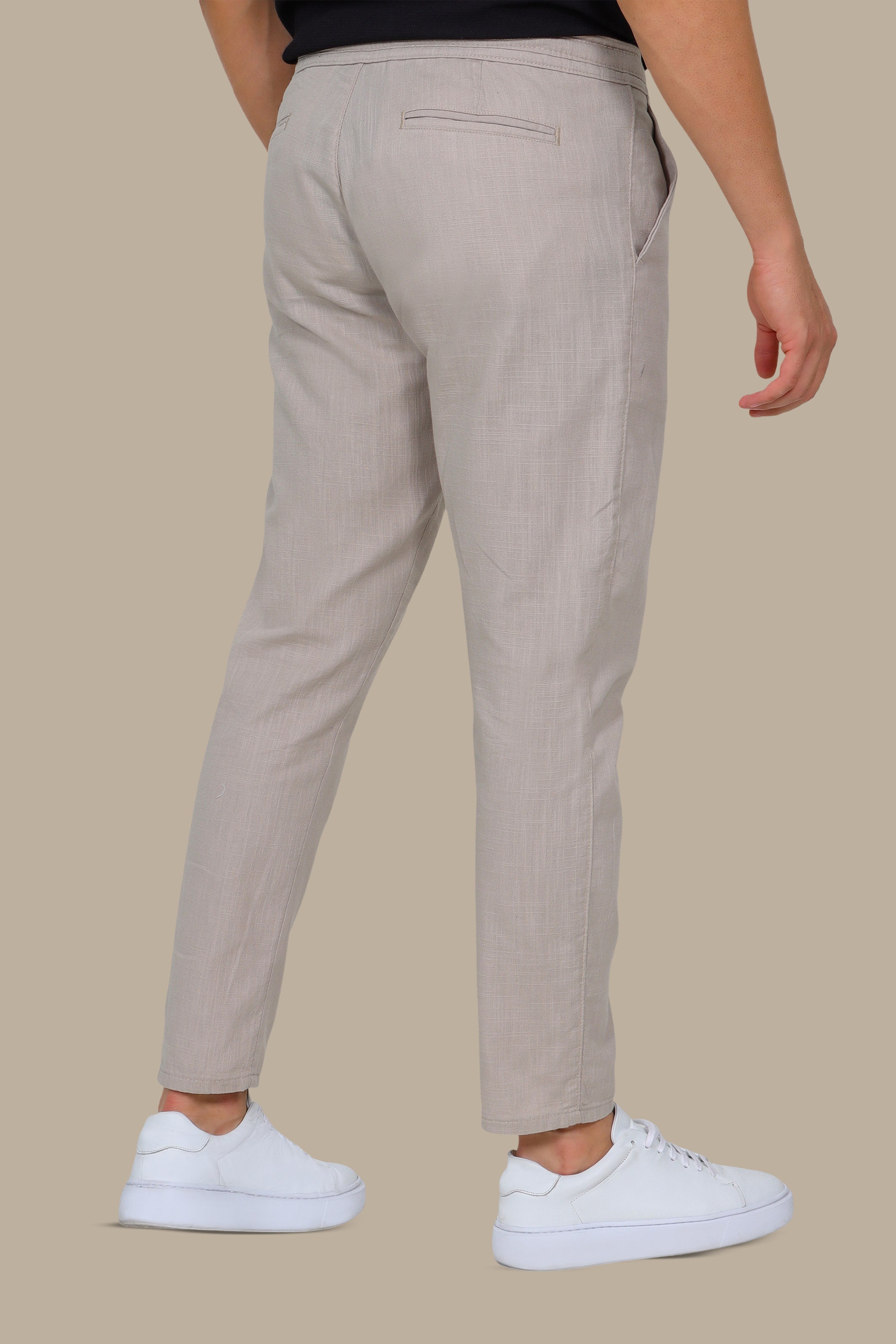 Greige Fil-à-Fil Linen Pants