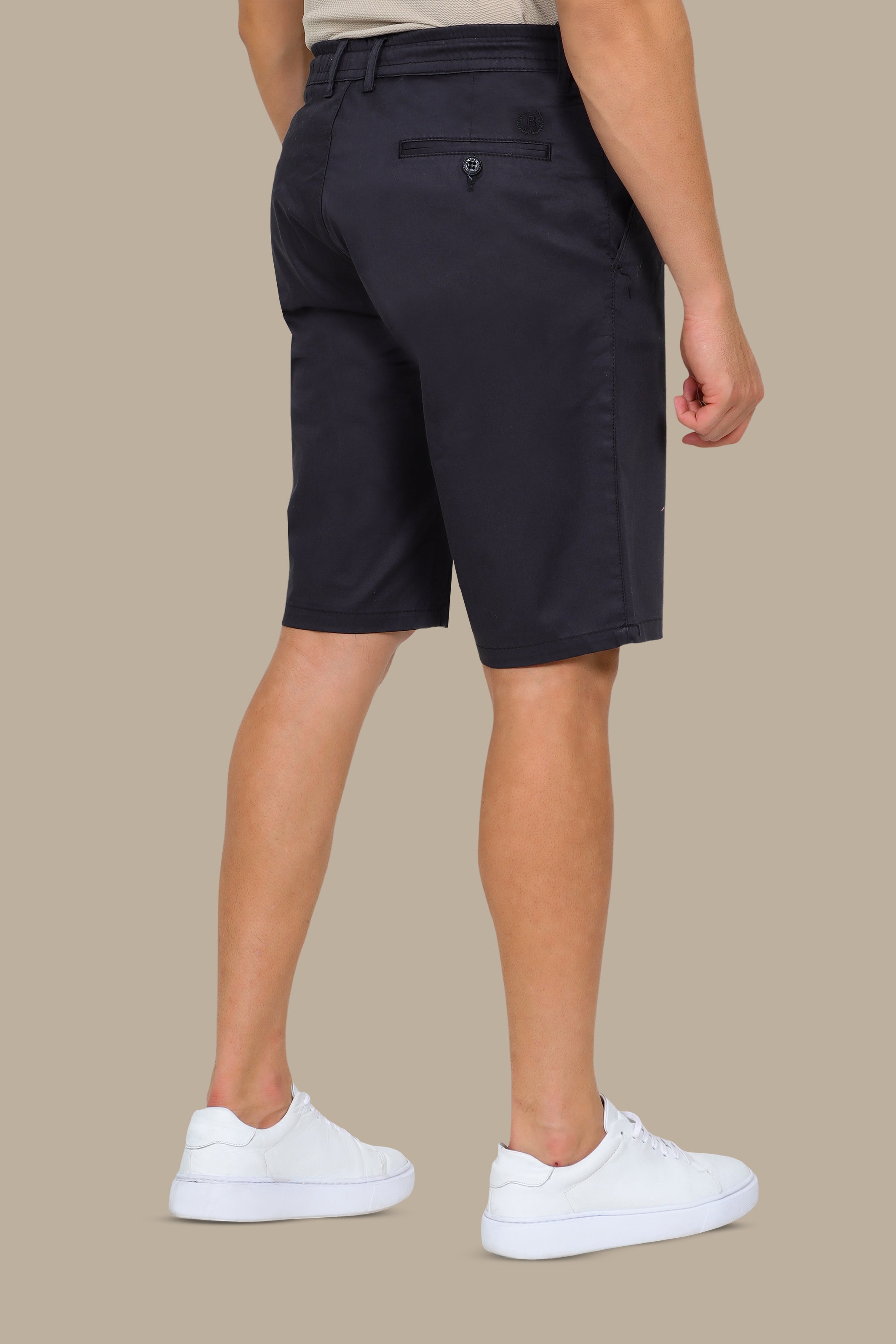 Dark Navy Casual Shorts with Elastic Waist
