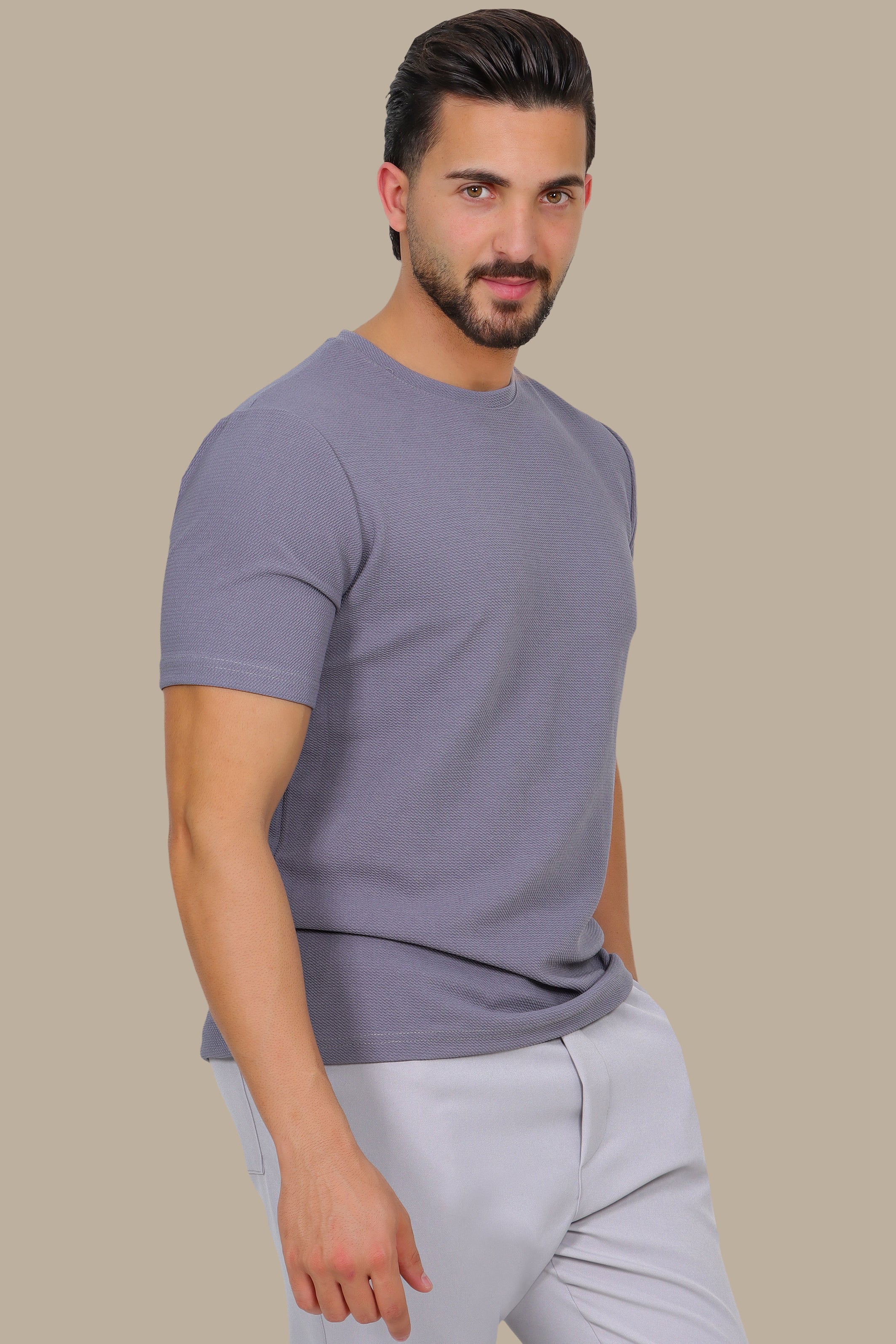 Structured Lycra Round Neck T-Shirt