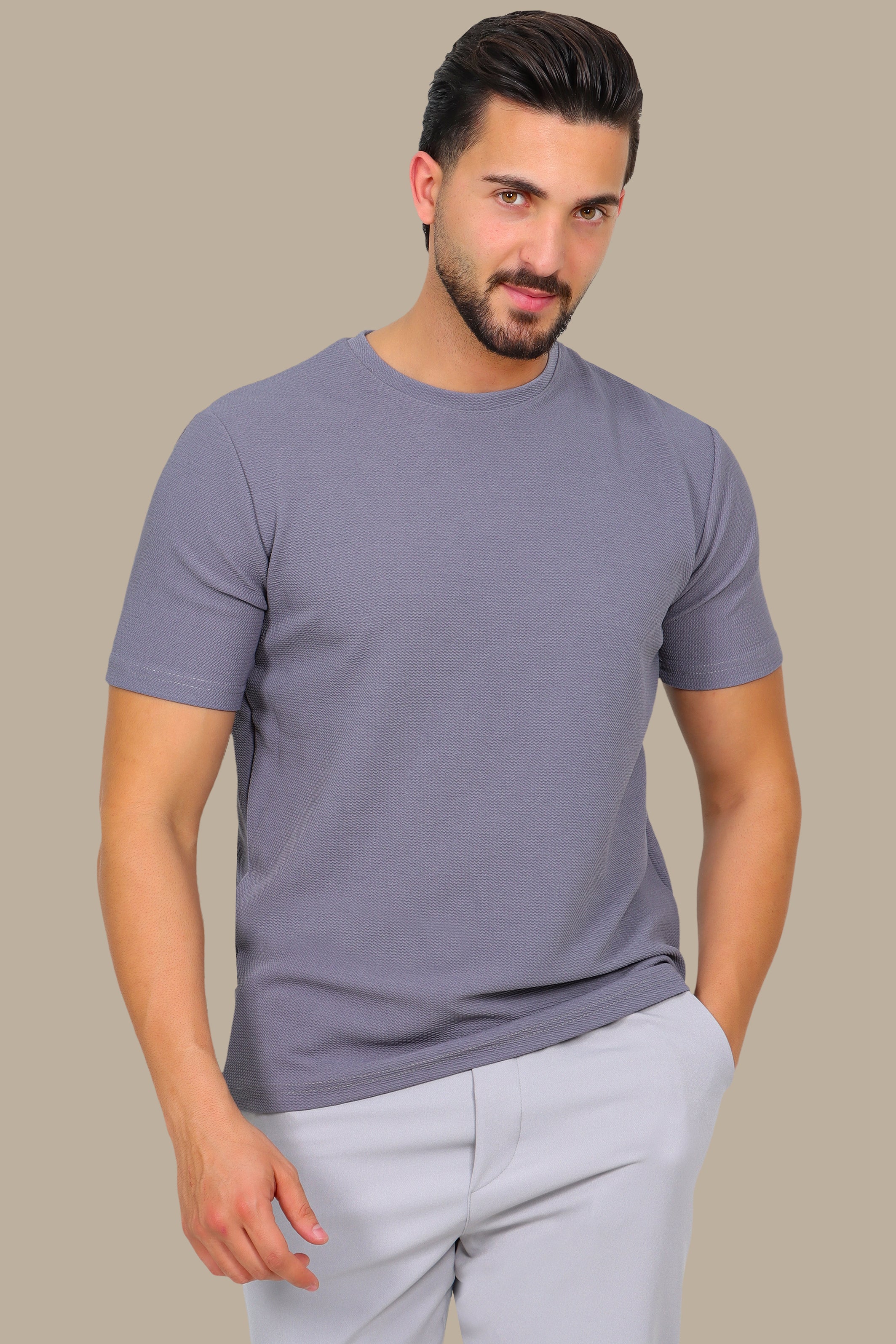 Structured Lycra Round Neck T-Shirt