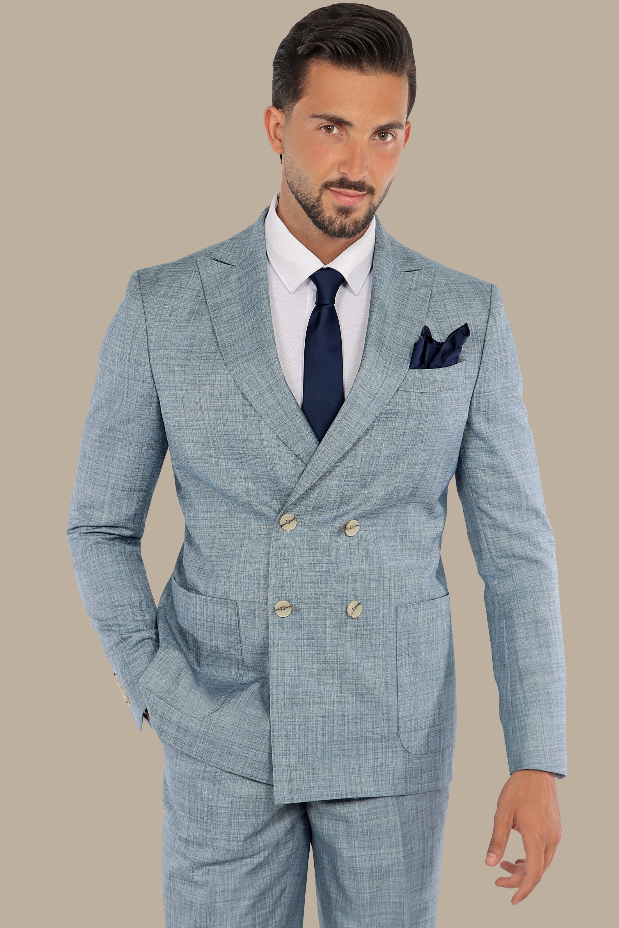 Double-Breasted Suit with Patch Pockets