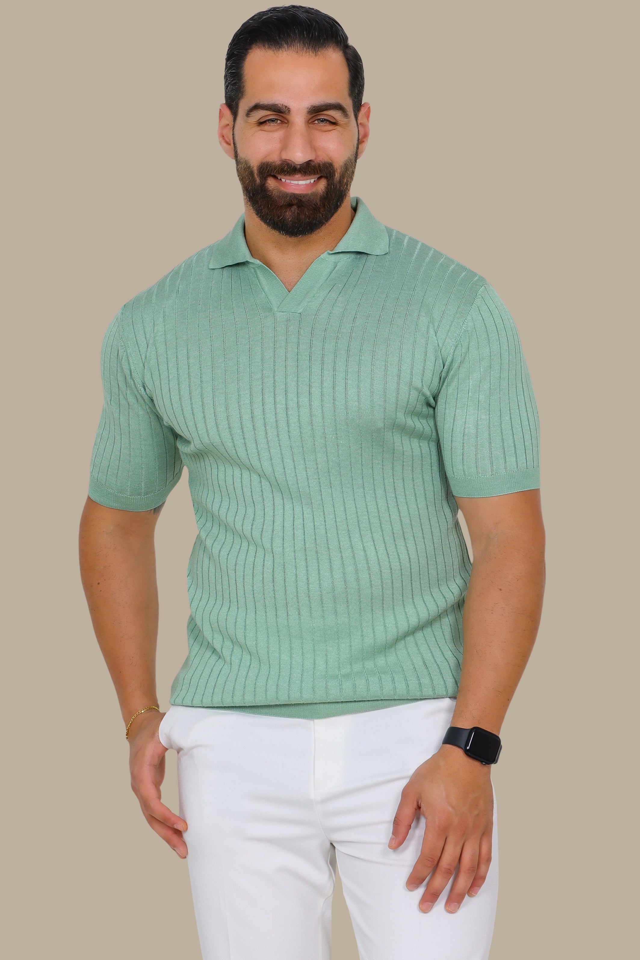 Aqua Mercerized Ribbed Polo