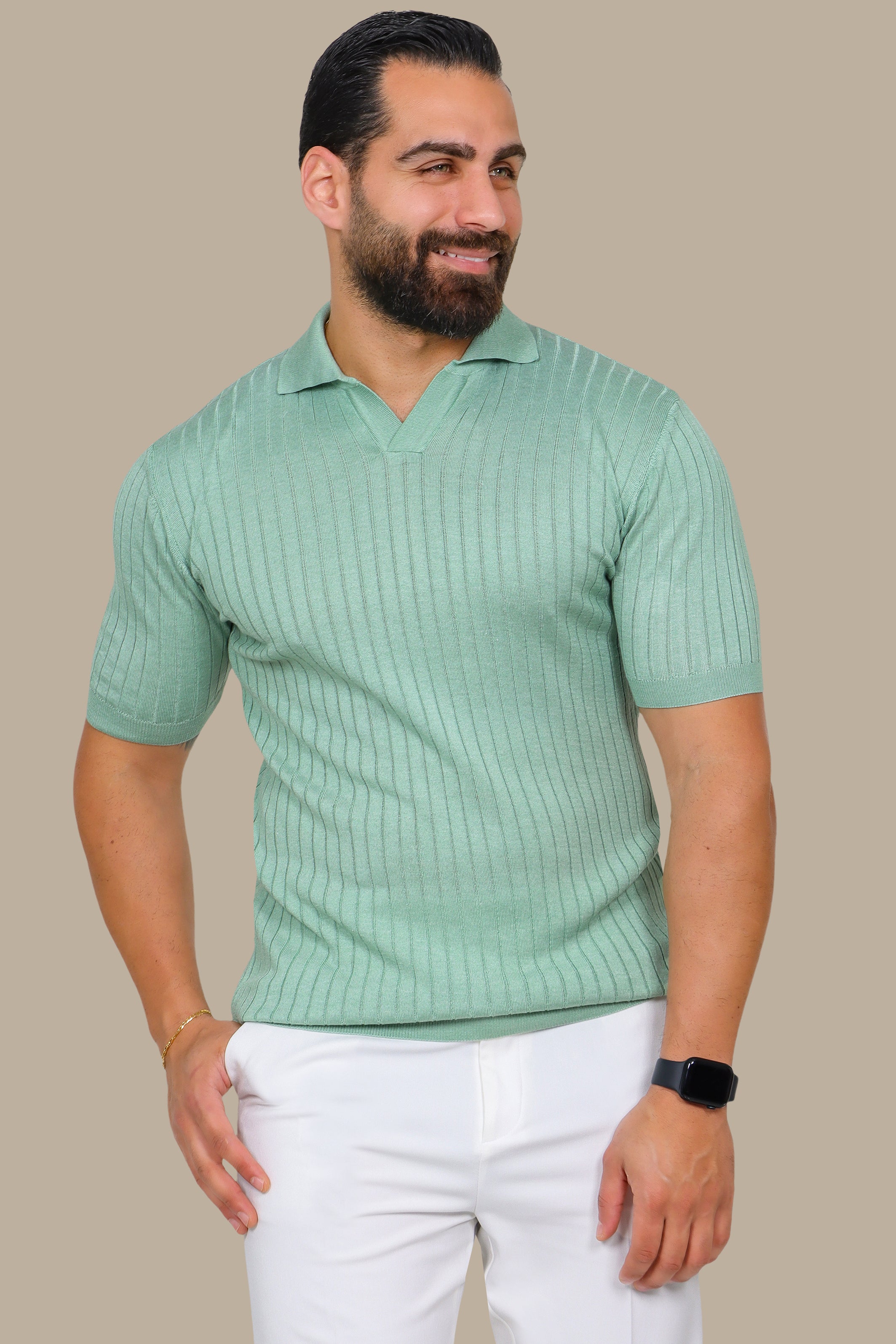 Aqua Mercerized Ribbed Polo