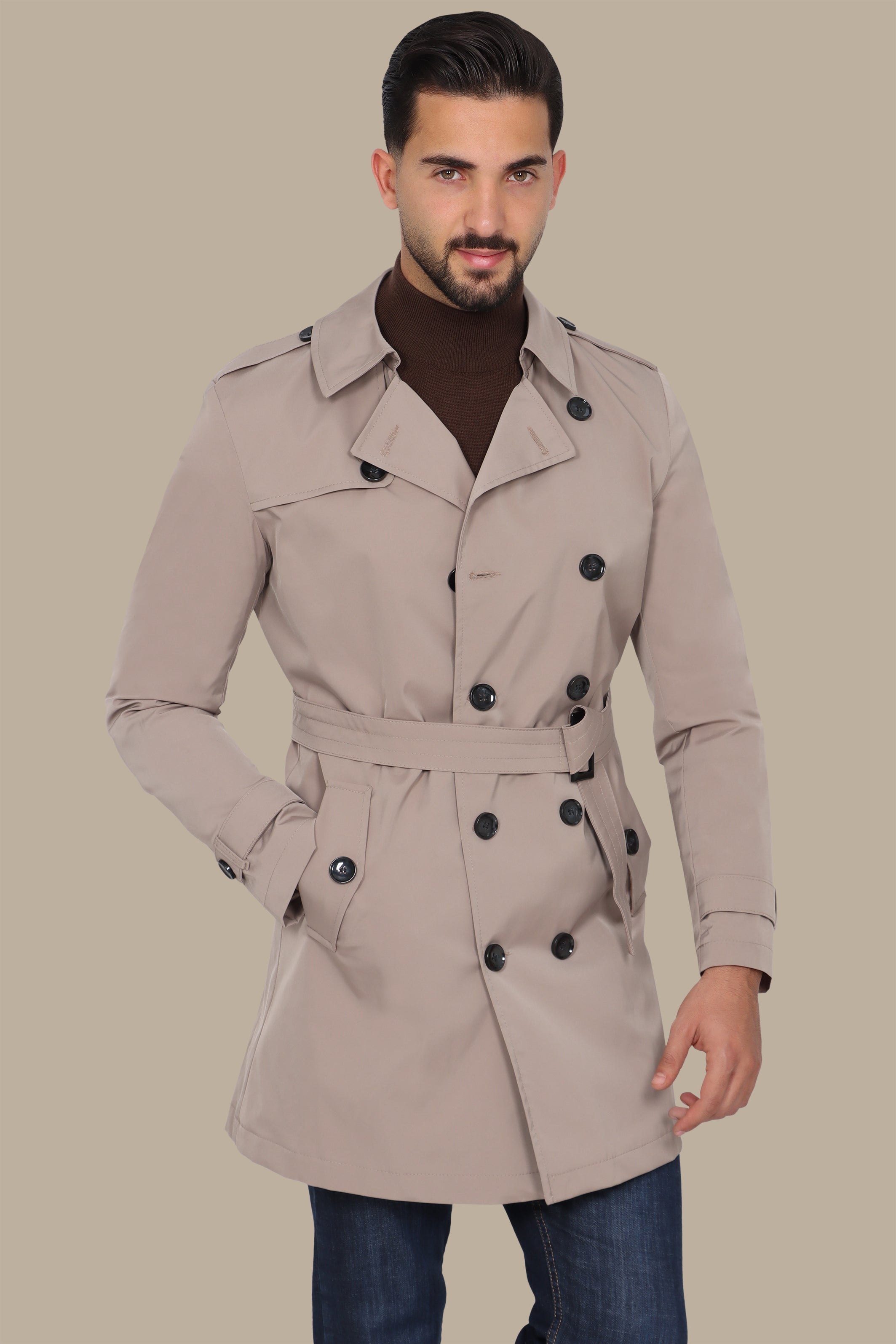 Classic Double-Breasted Beige Trench Coat