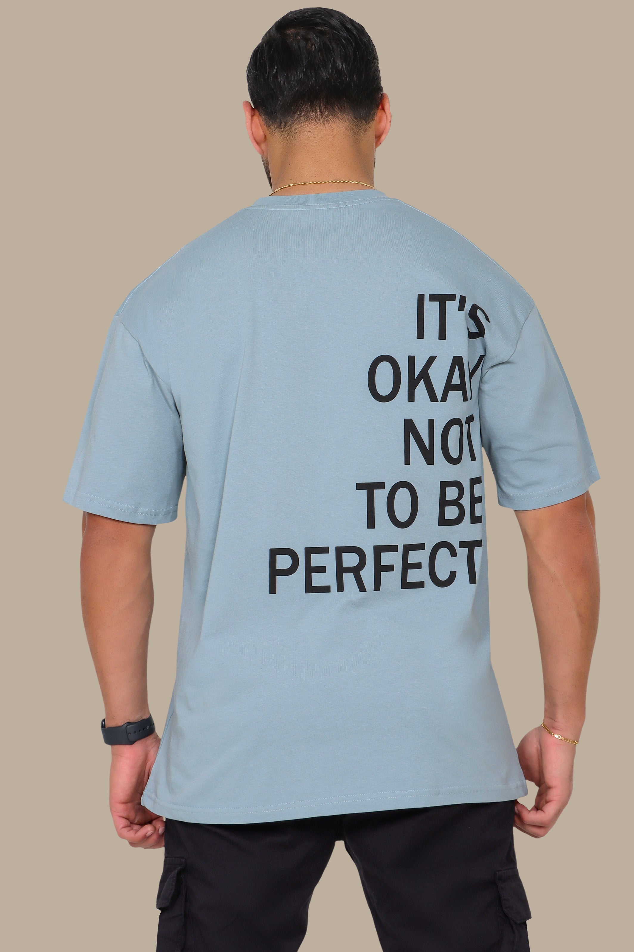 Light Petrol Oversized T-Shirt with "It's Okay to Be Perfect" Print