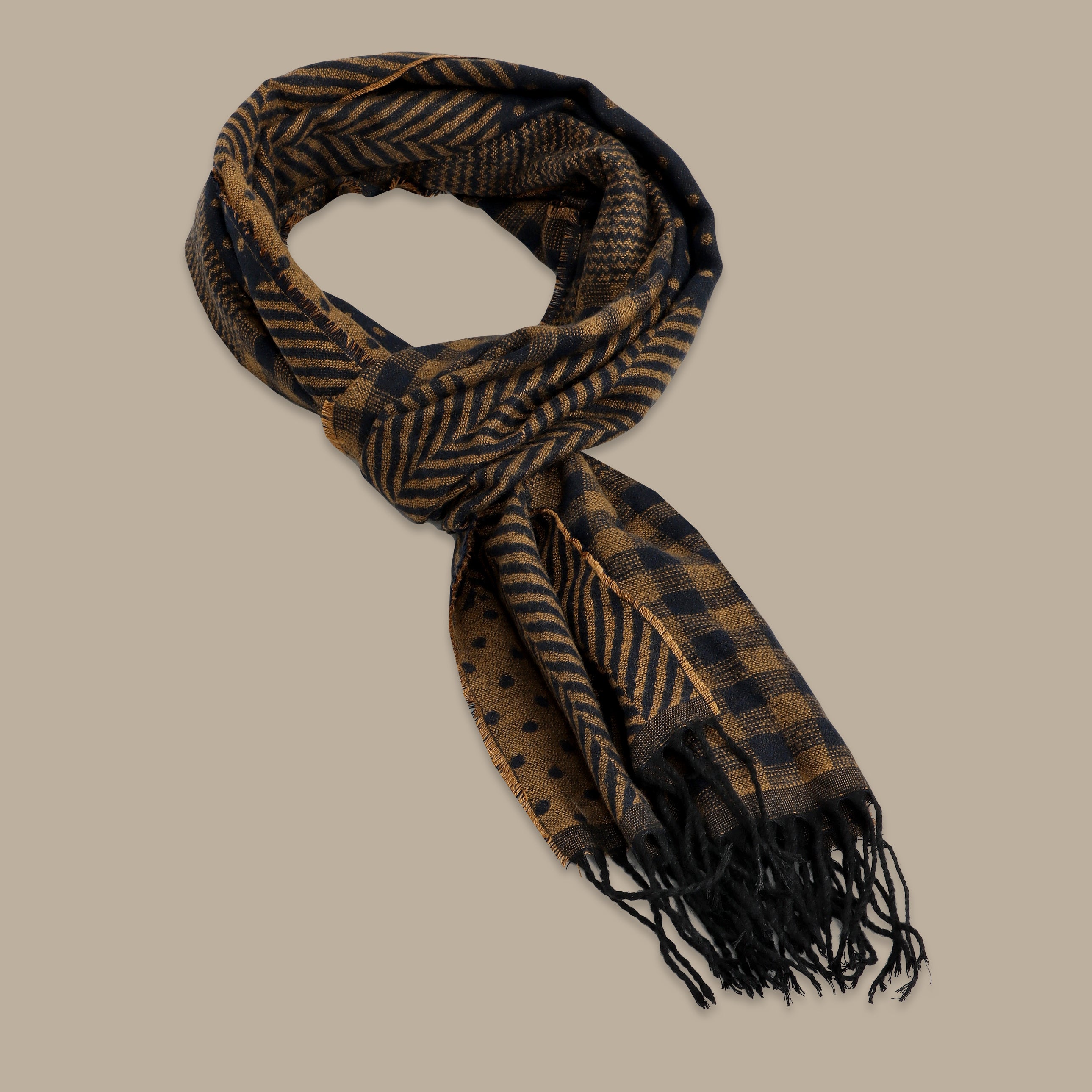 Havané Scarf with Mixed Navy Pattern