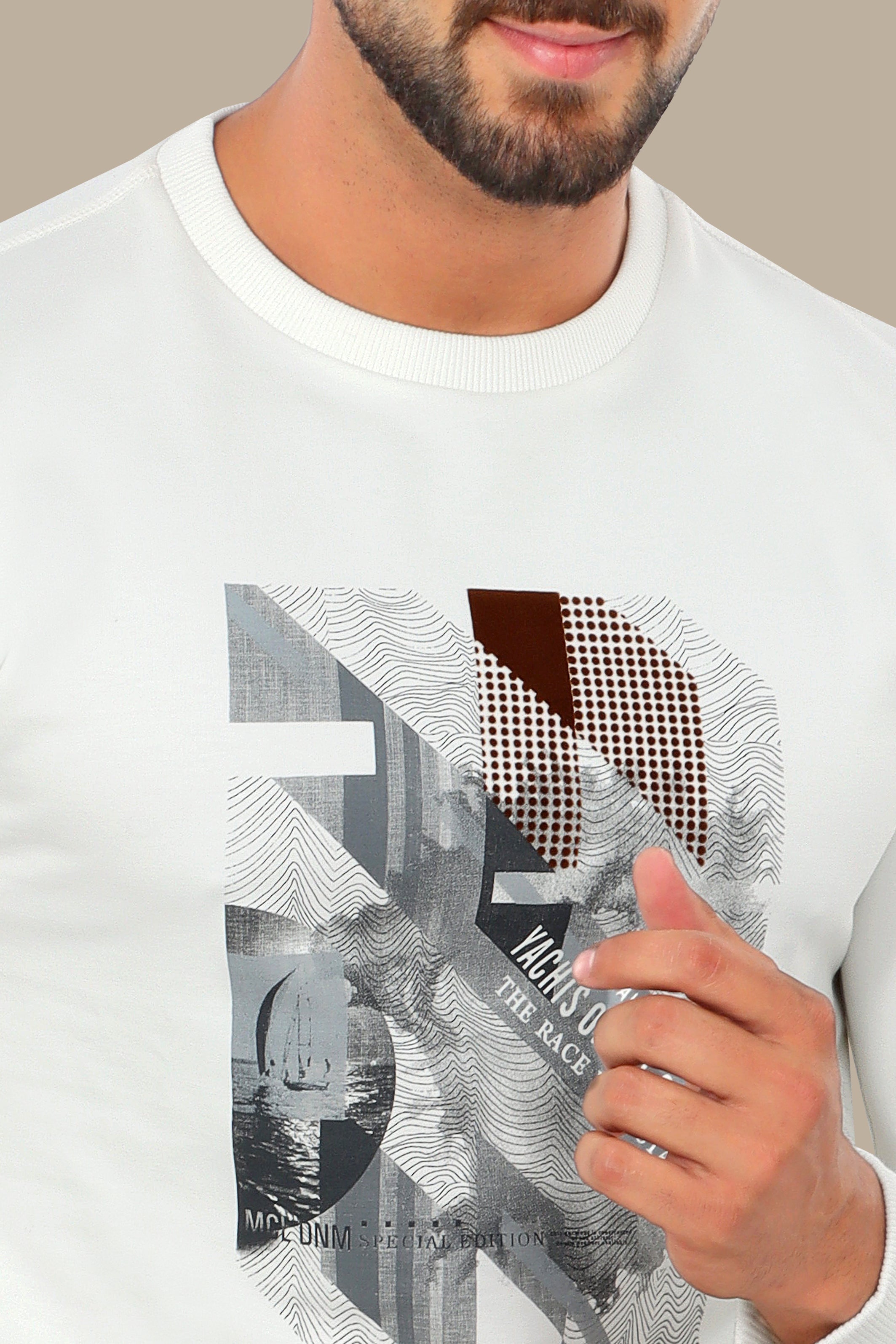 White Yacht Dreams: Printed Sweatshirt Chic