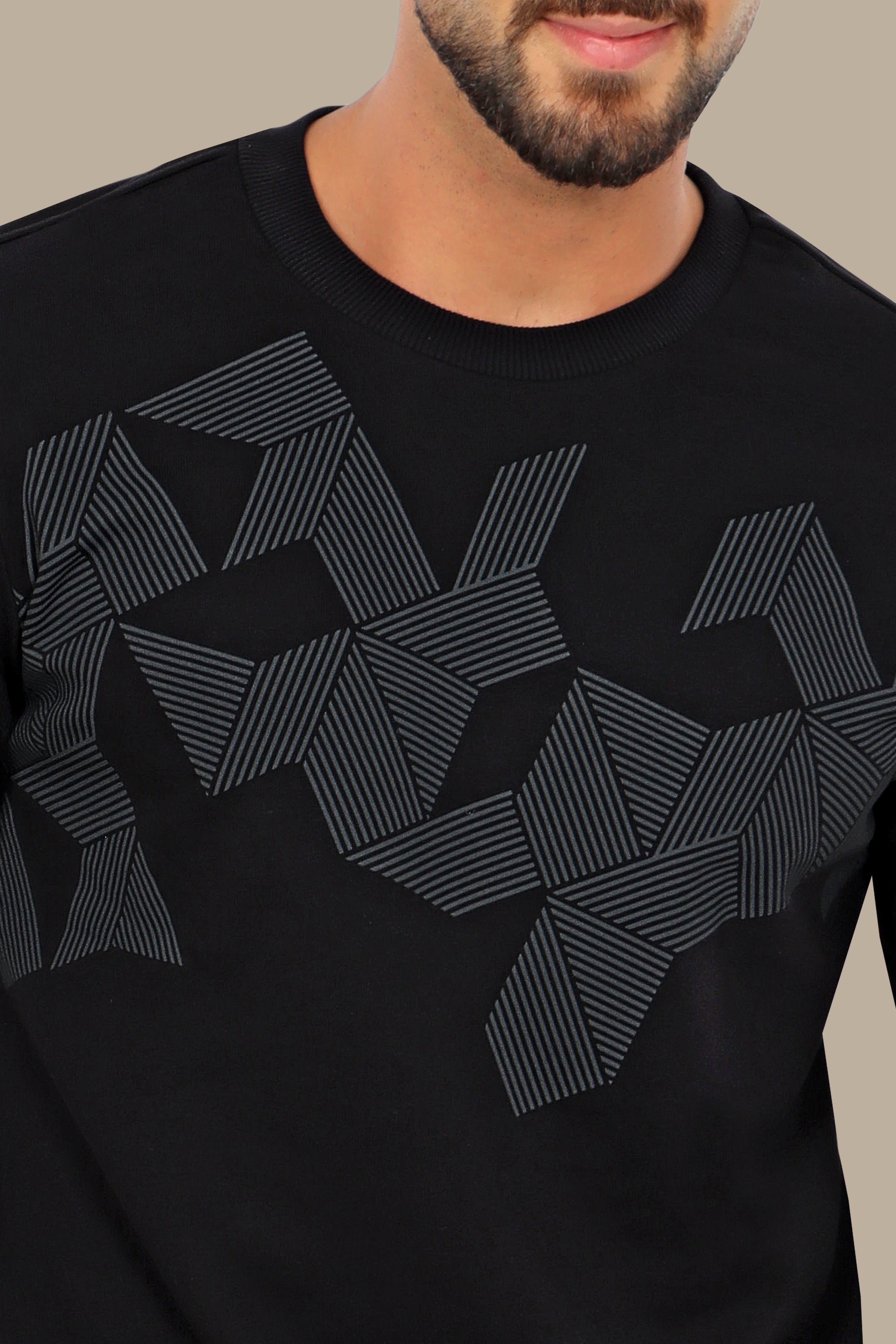 Black Patterned Sweatshirt