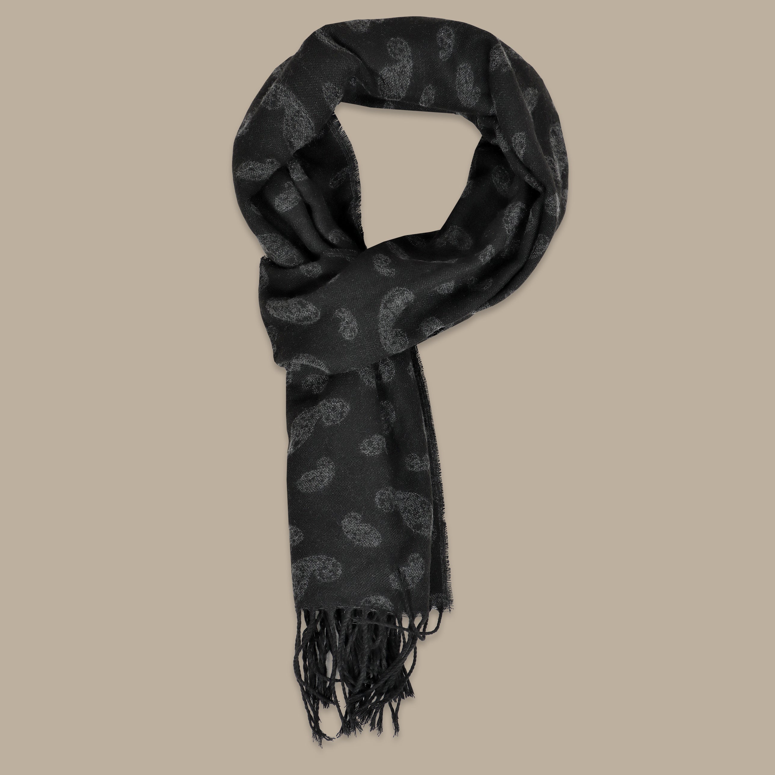 Black Printed Cashmere Scarf