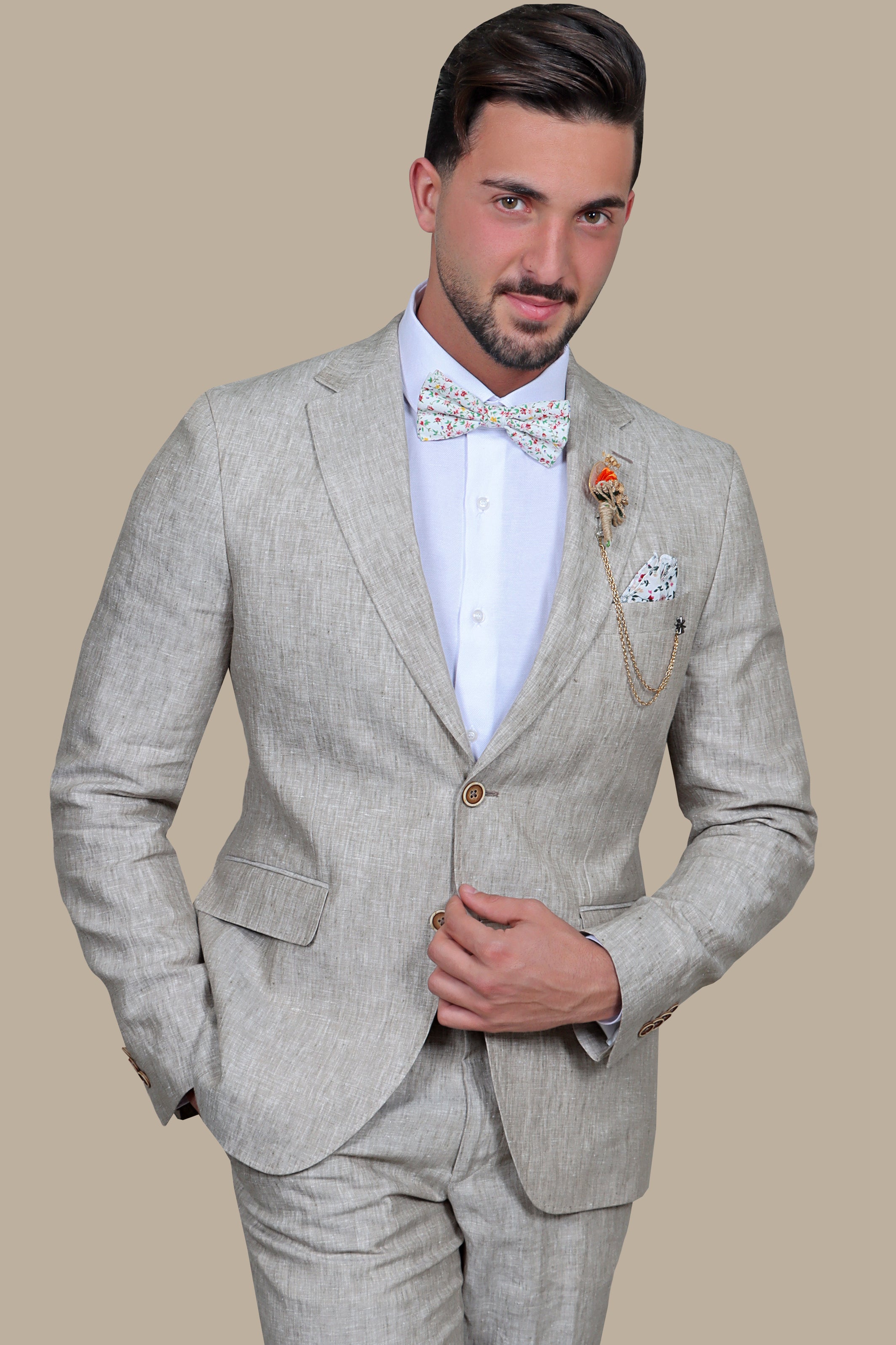 Beige Bliss: Linen Suit Perfection