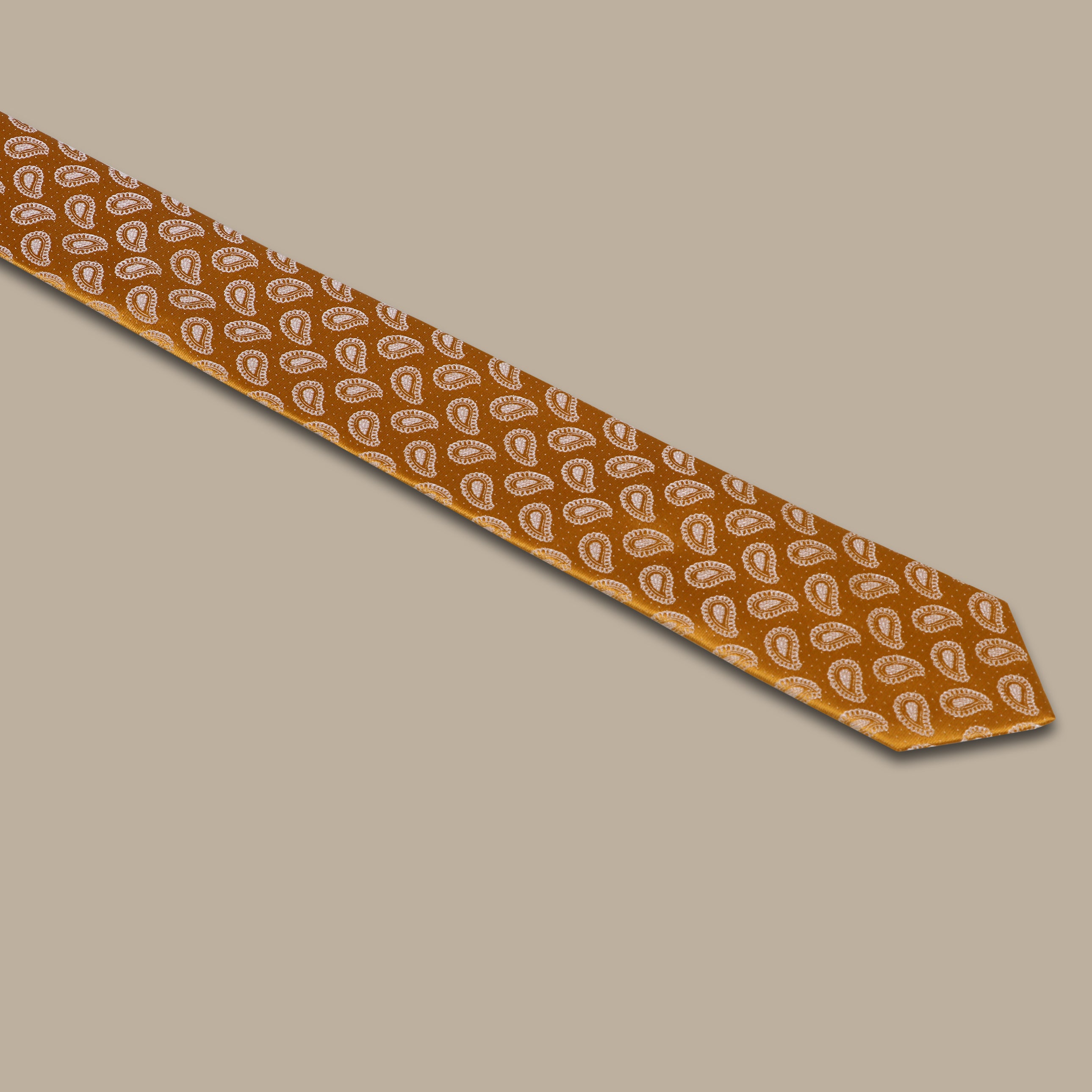 Gilded Paisley Elegance: Gold-Printed Tie for Timeless Style