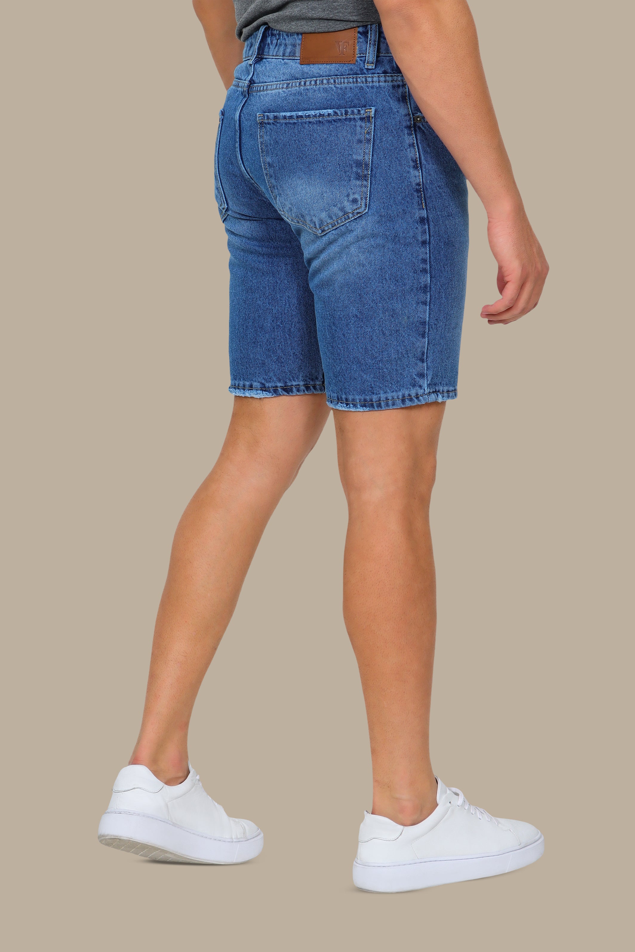 Relaxed Edge: Boyfriend Cut Denim Shorts in Blue
