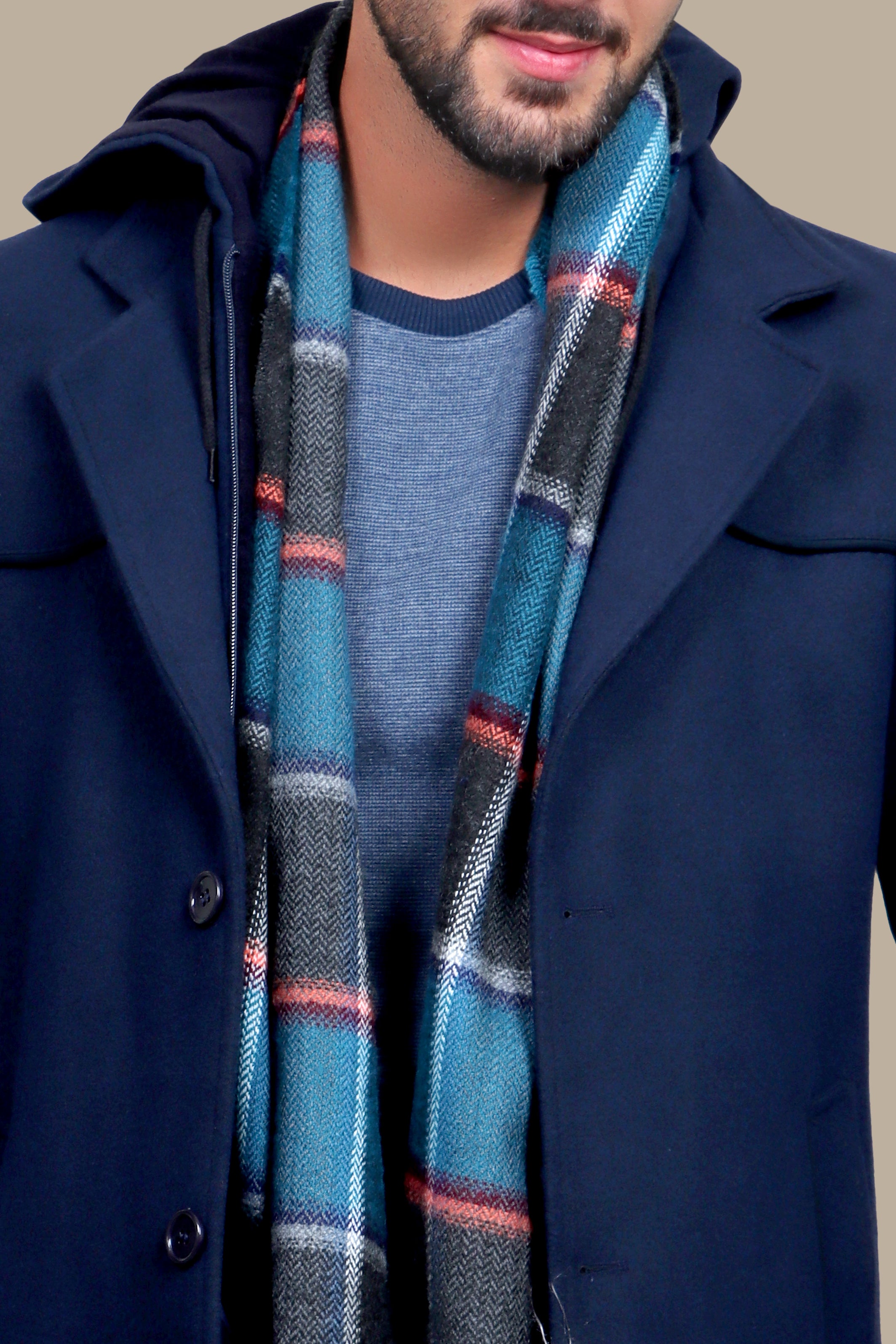 Navy Coat with Detachable Hoodie