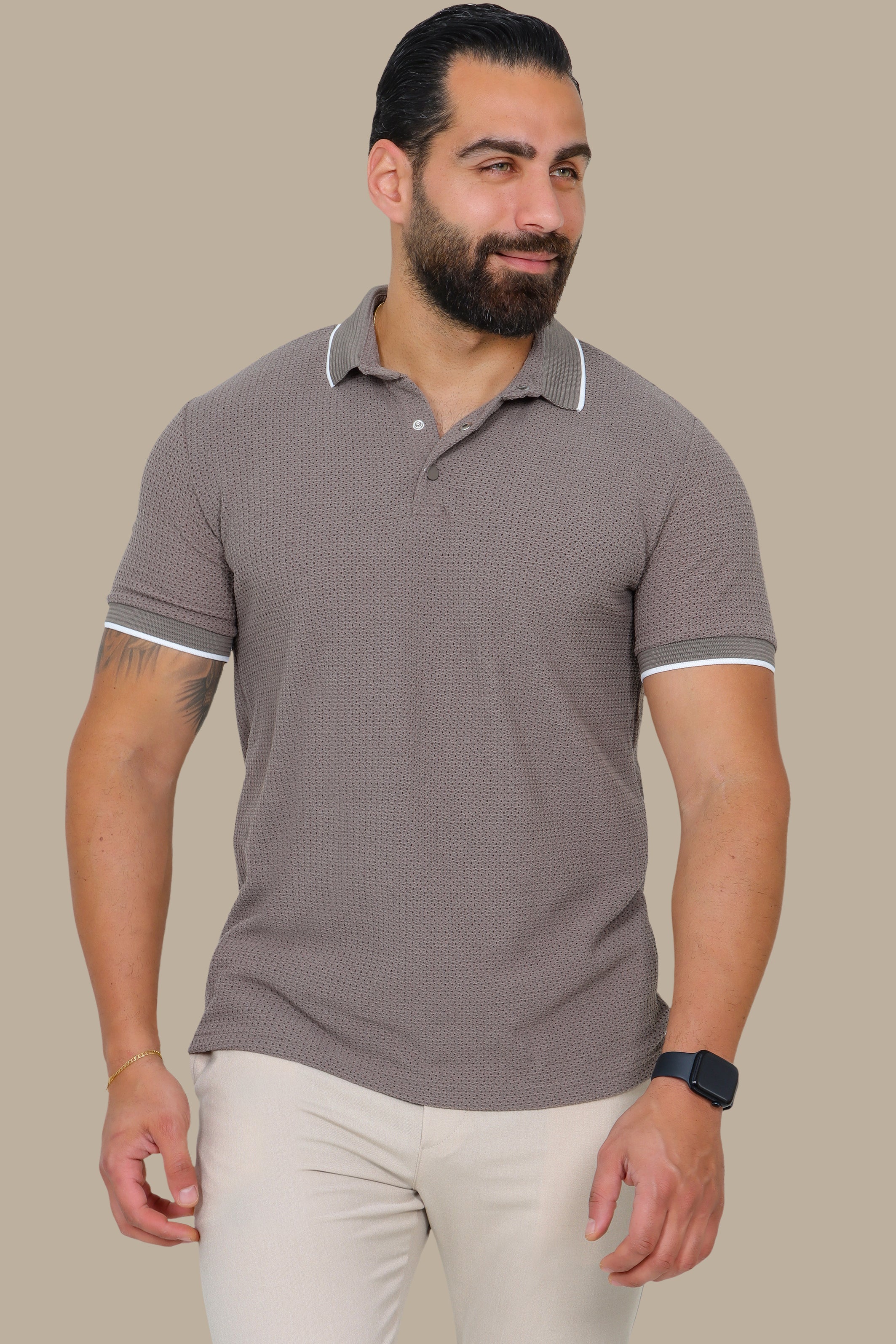 Olive Short-Sleeve Polo in Breathable Fabric