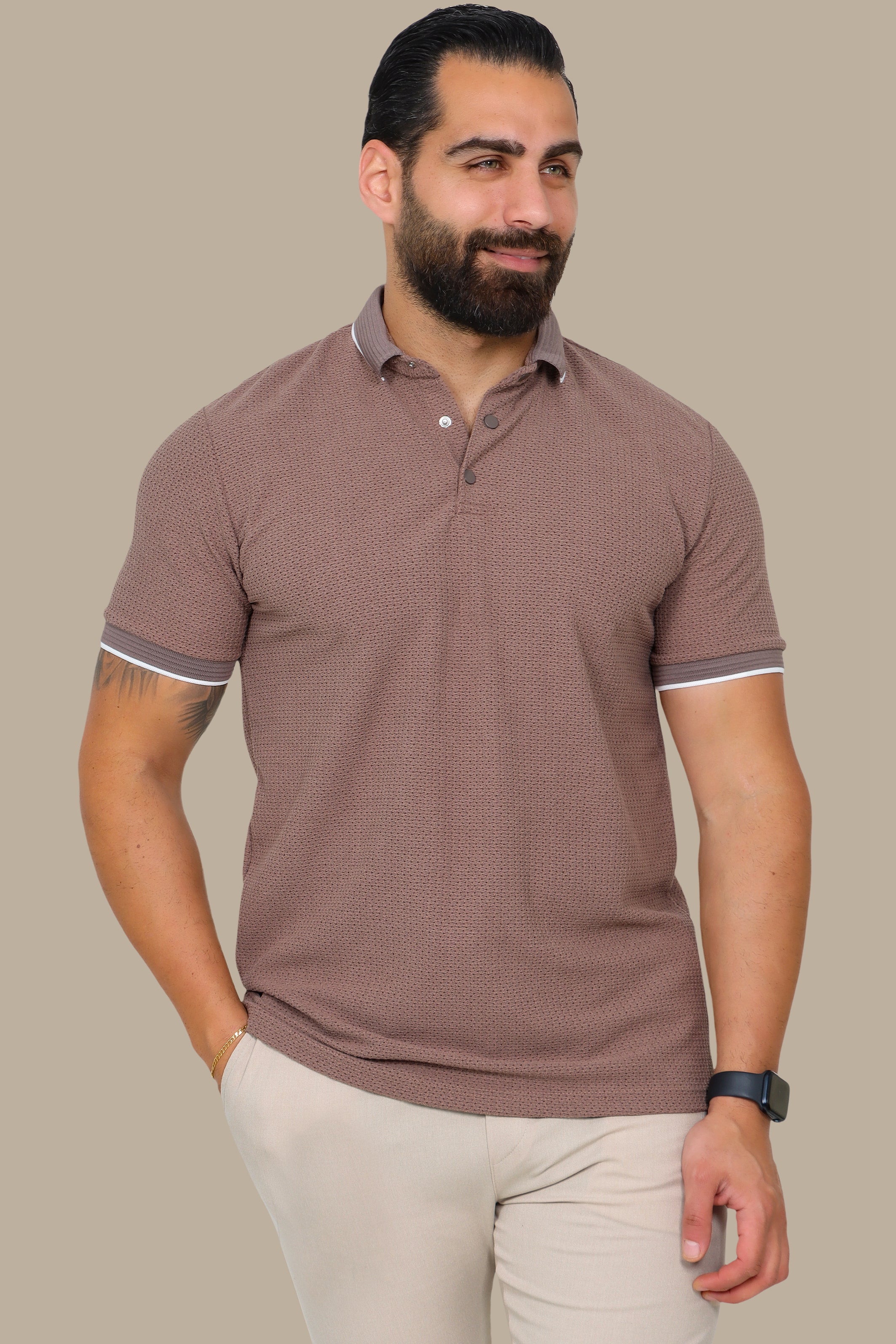 Mocha Short Sleeve Polo in Breathable Fabric