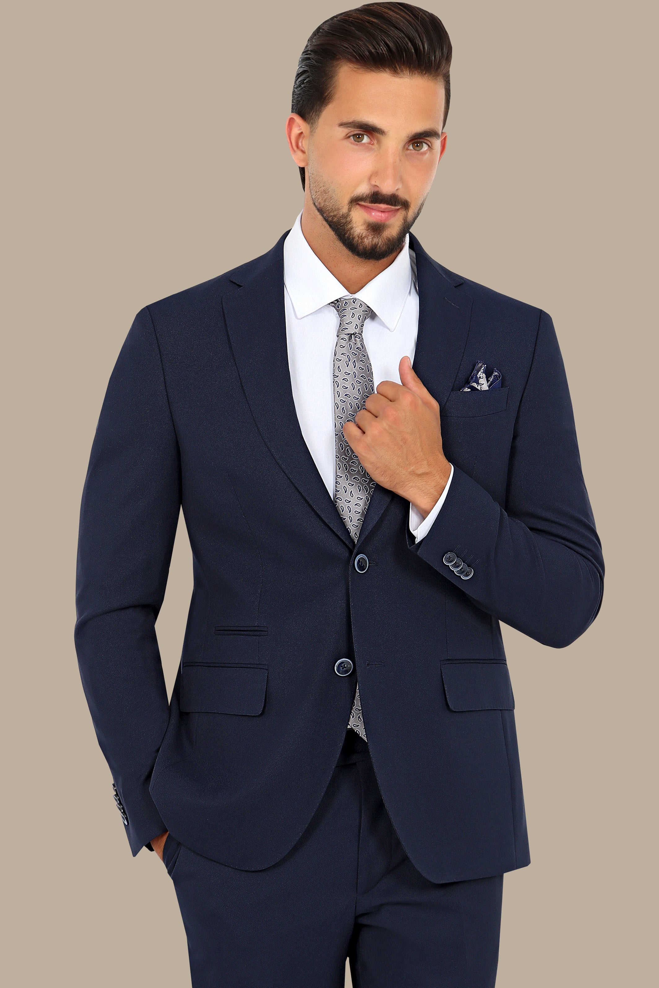 Classic Elegance: Navy Notch Lapel Suit