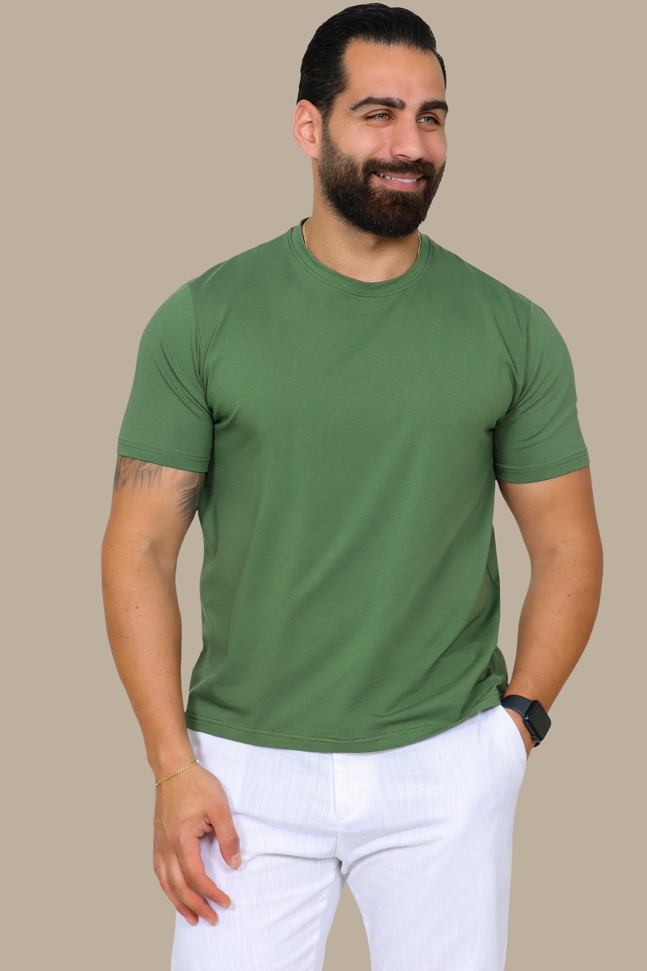 Green Basic Round Neck T-Shirt