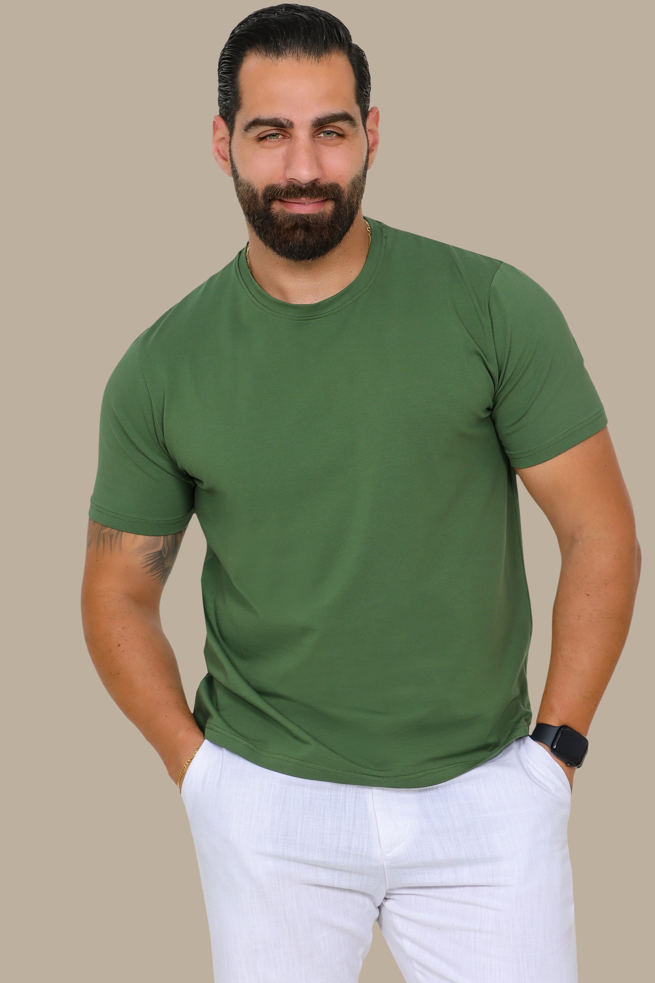 Green Basic Round Neck T-Shirt