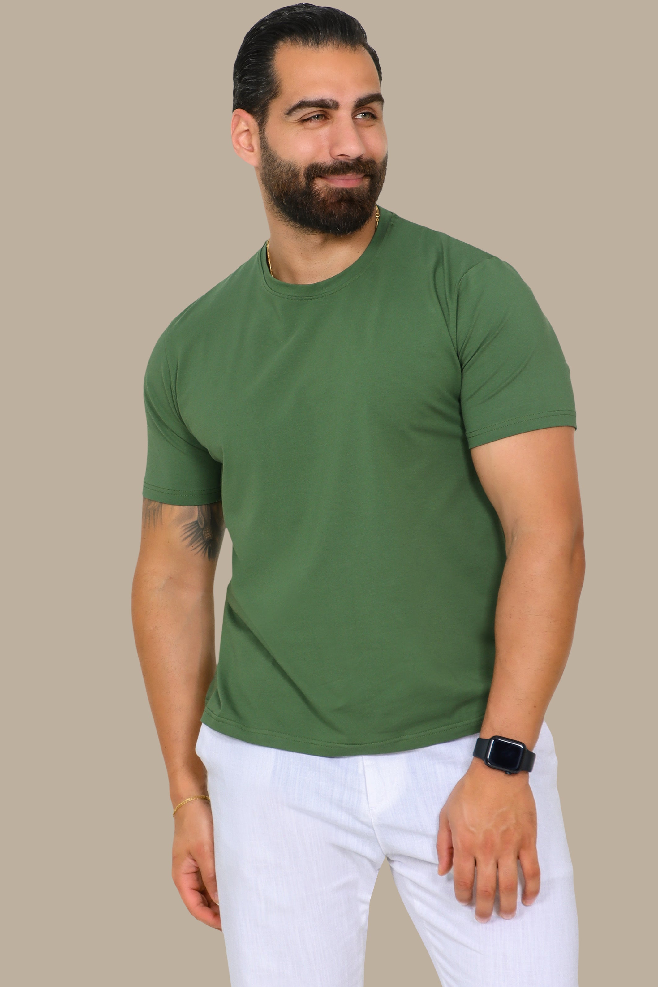 Green Basic Round Neck T-Shirt
