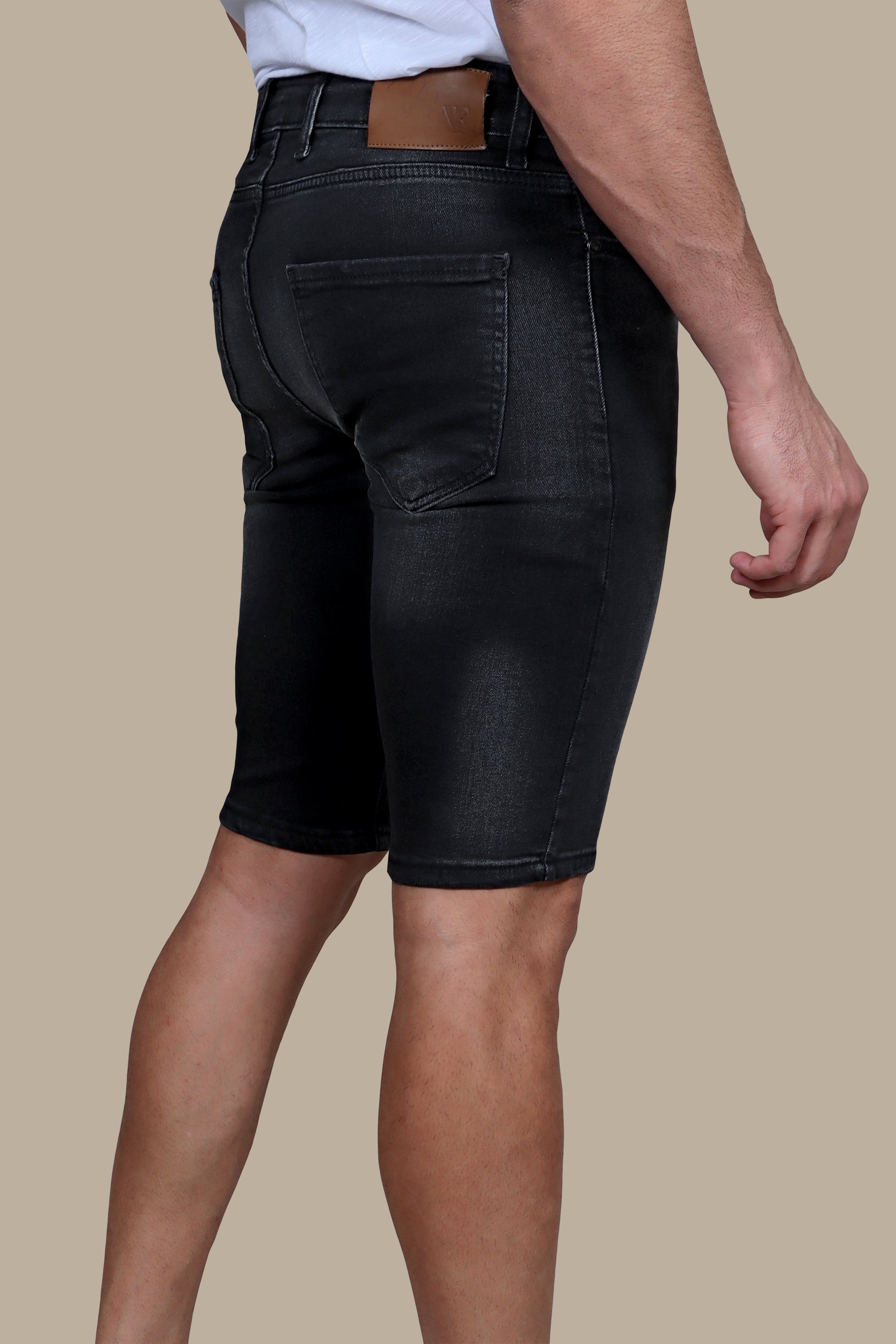 Plain Denim Shorts Black