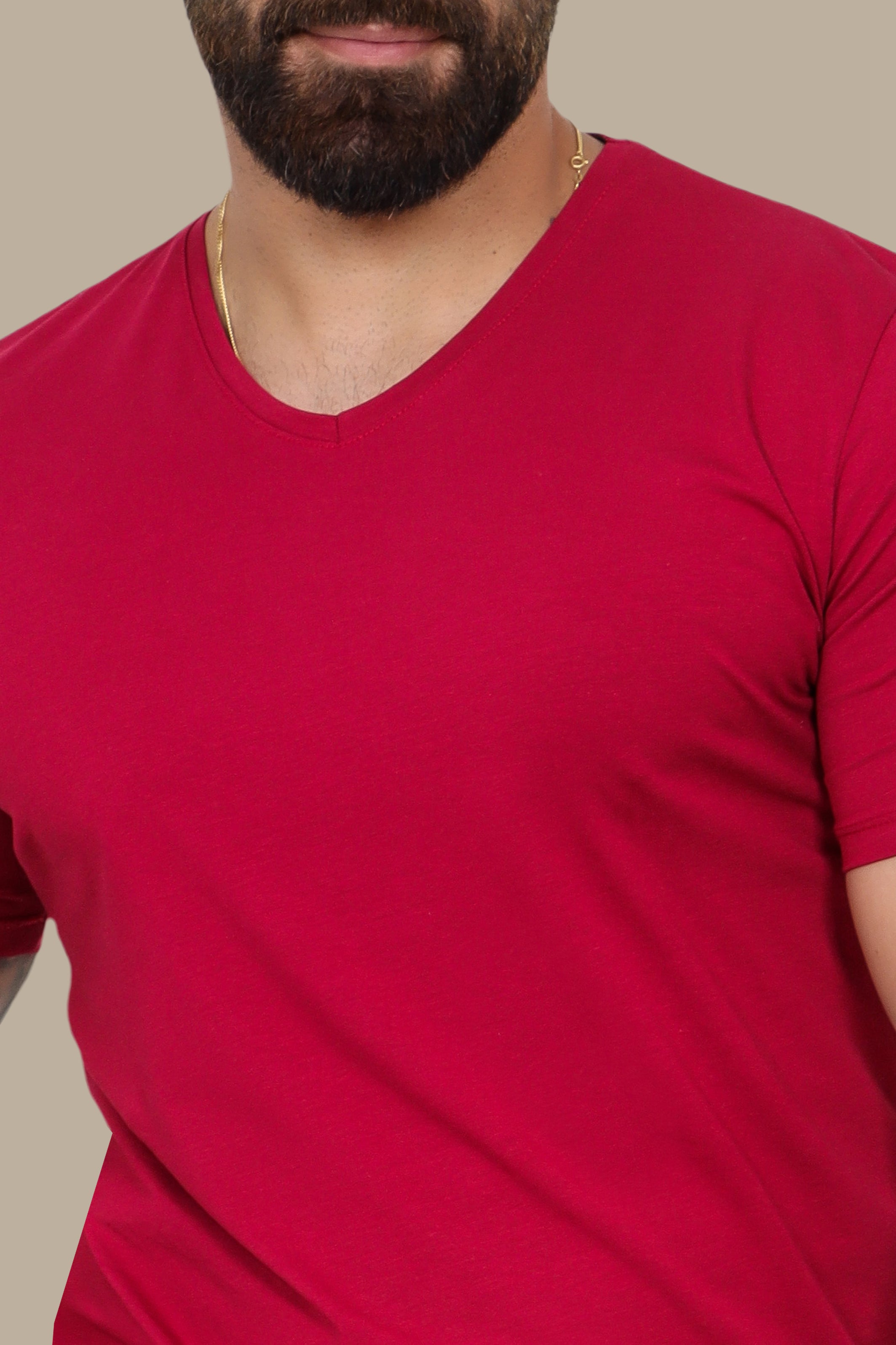 Burgundy Basic V-Neck T-Shirt