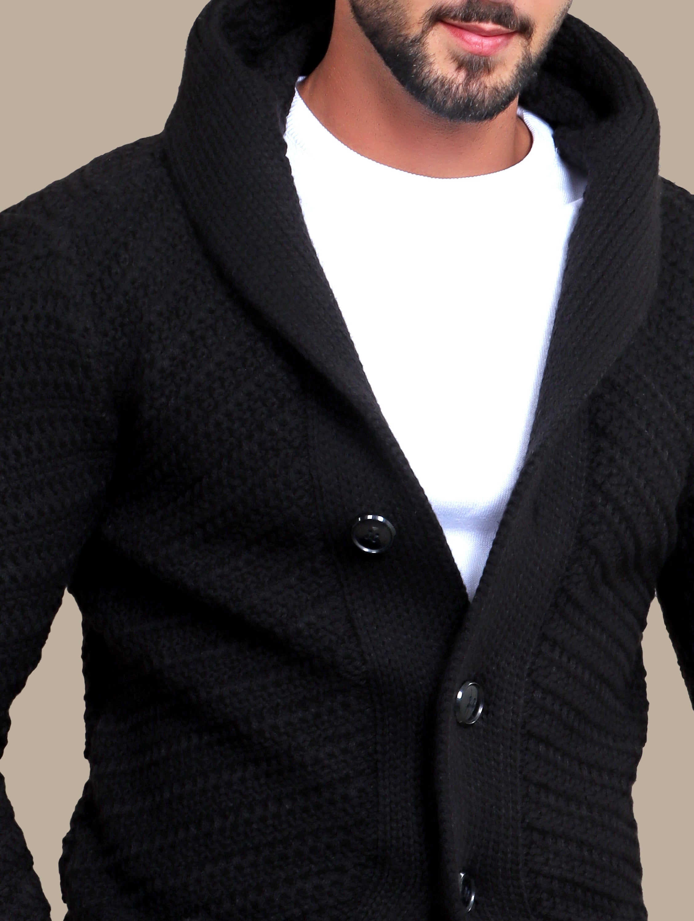 Black Braided Long Cardigan Jacket