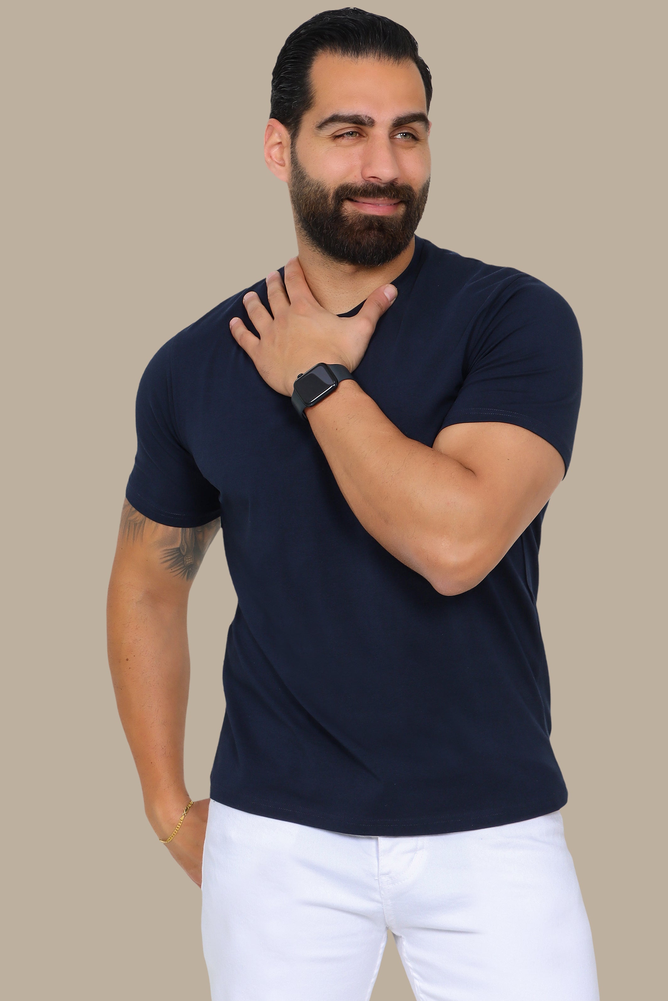 Navy Basic Round Neck T-Shirt
