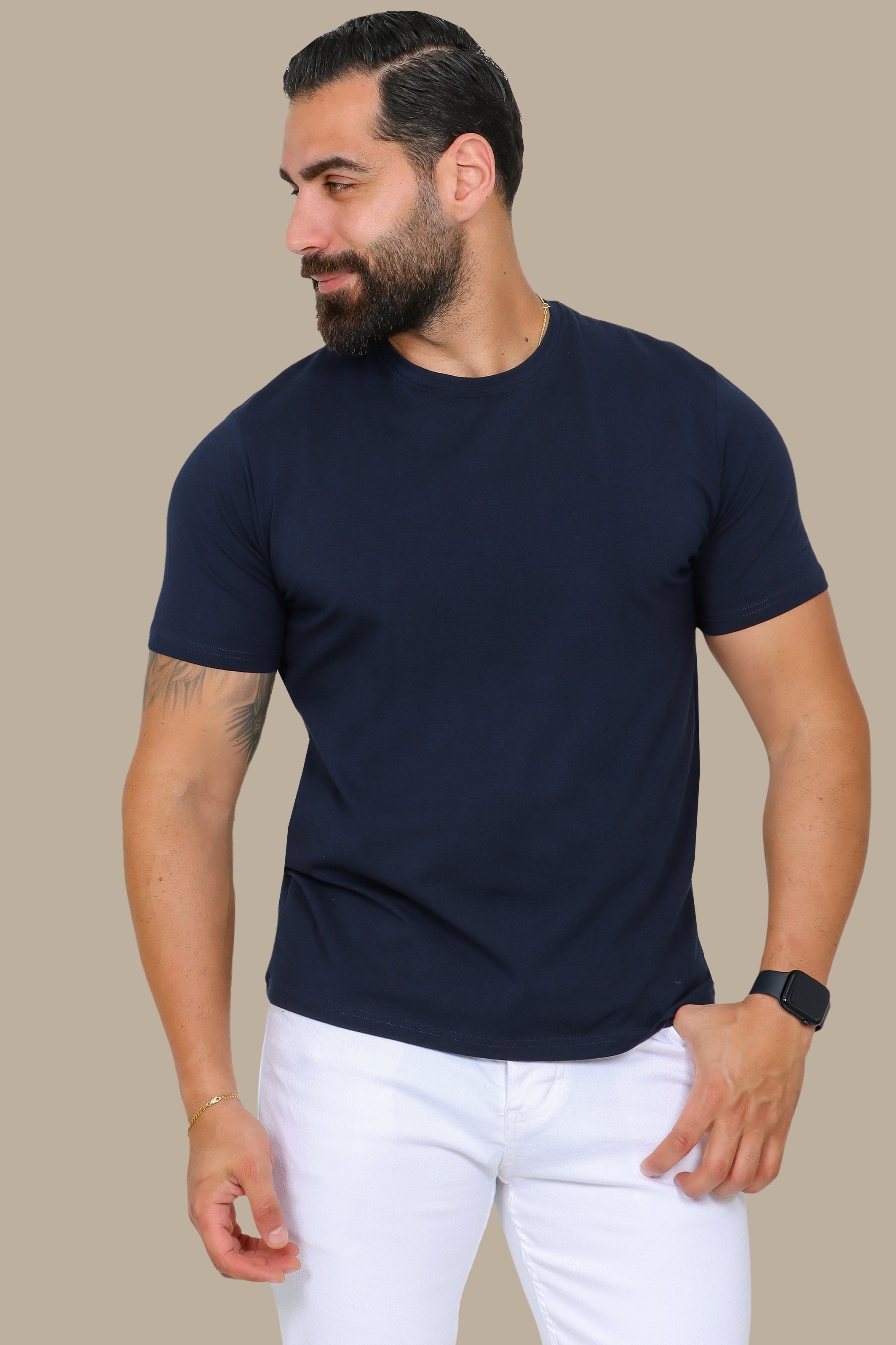 Navy Basic Round Neck T-Shirt
