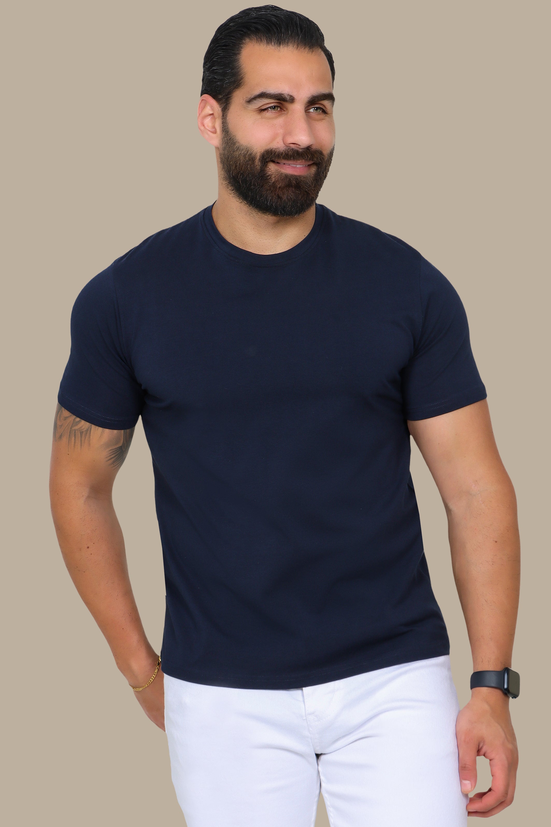 Navy Basic Round Neck T-Shirt