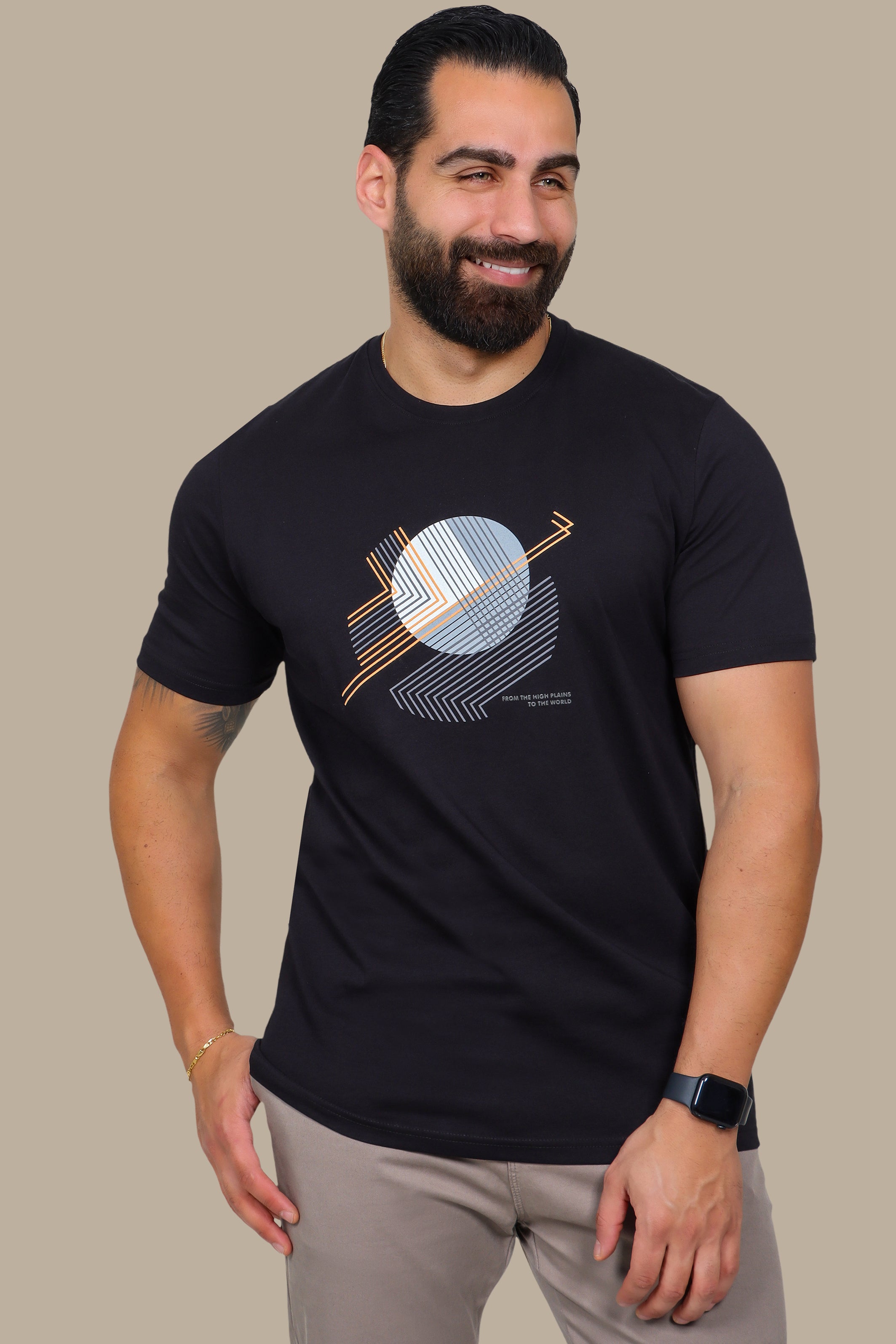 Black T-Shirt with Mid Circle Print