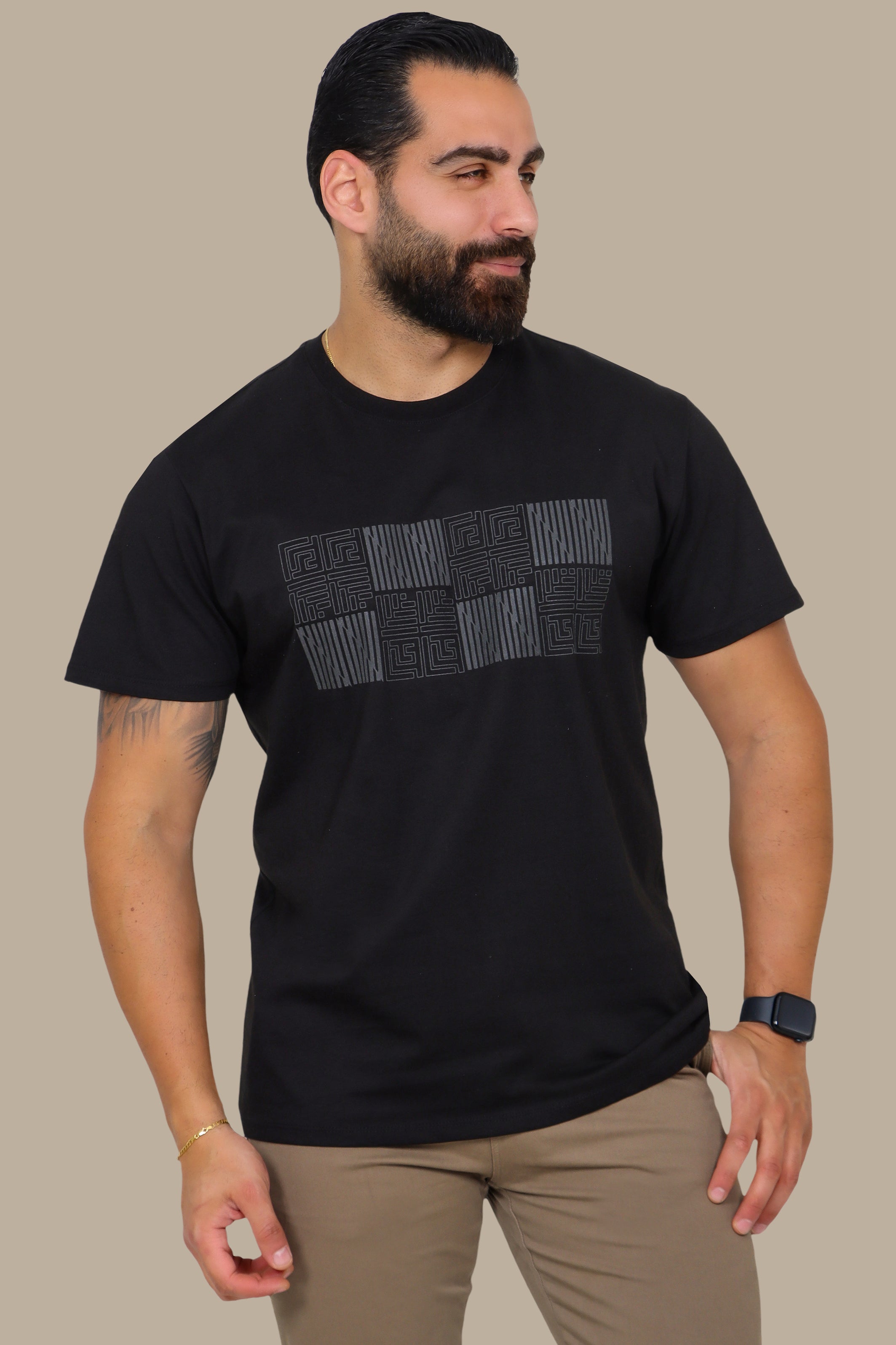 Geometric Square Black T-Shirt