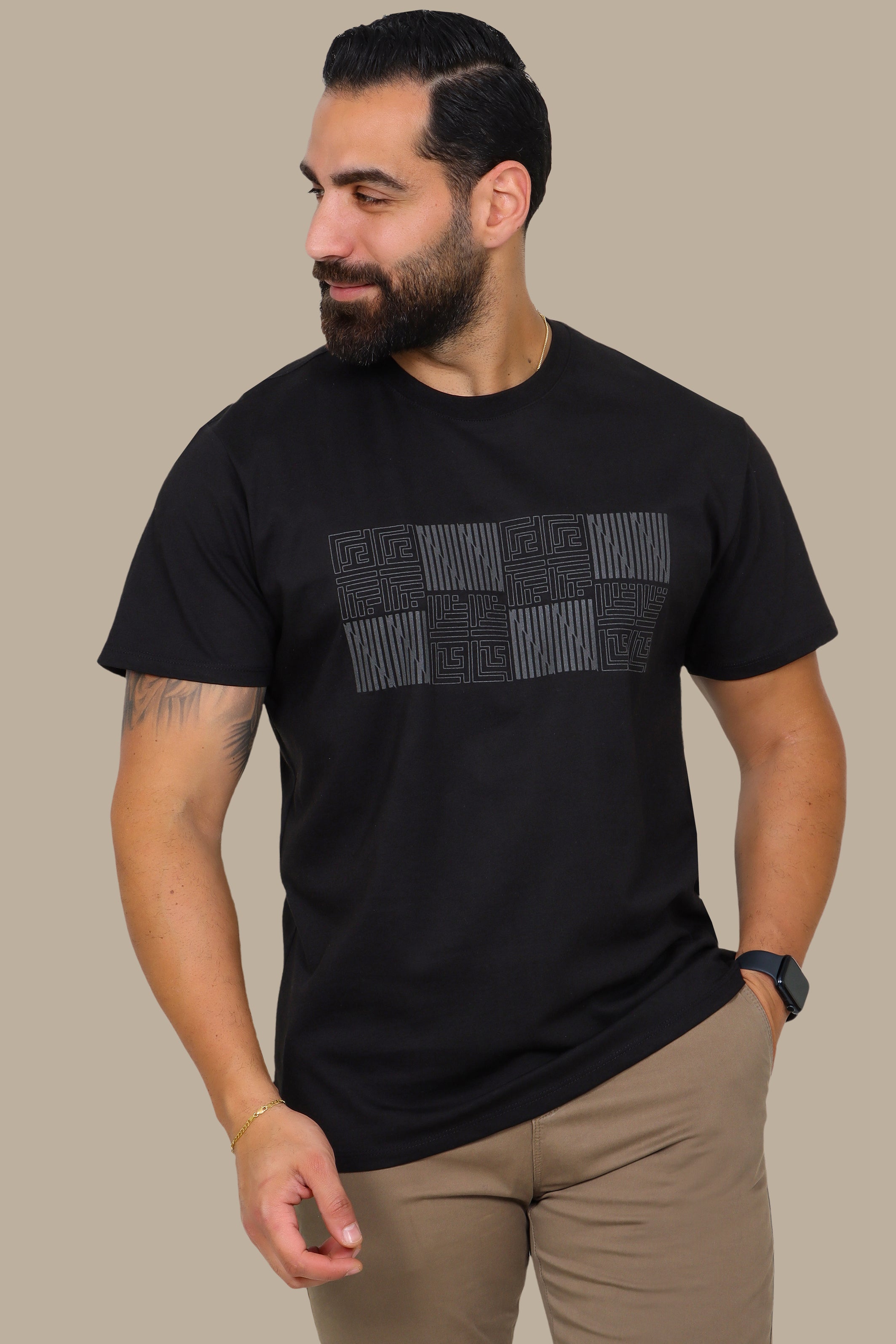 Geometric Square Black T-Shirt