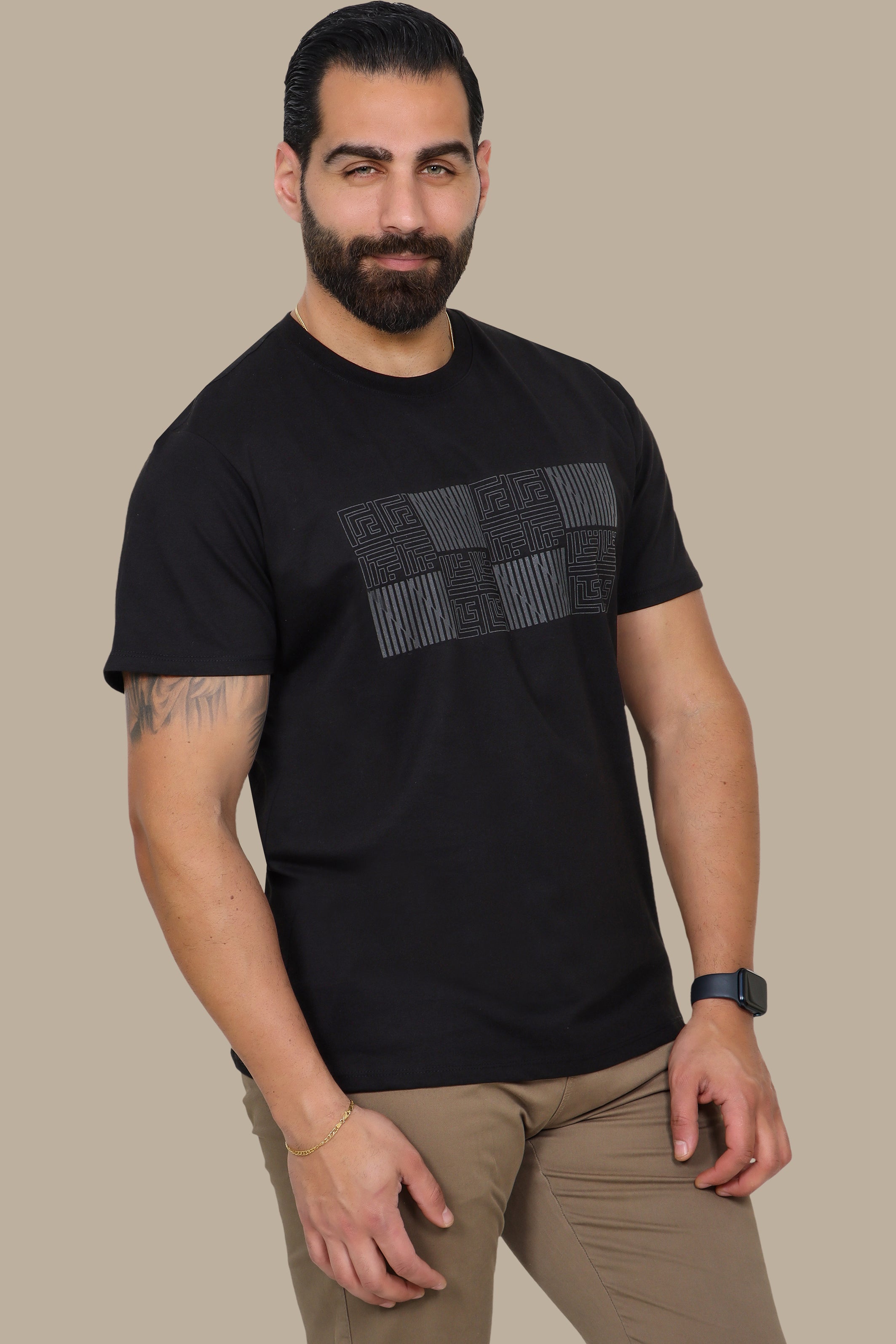 Geometric Square Black T-Shirt