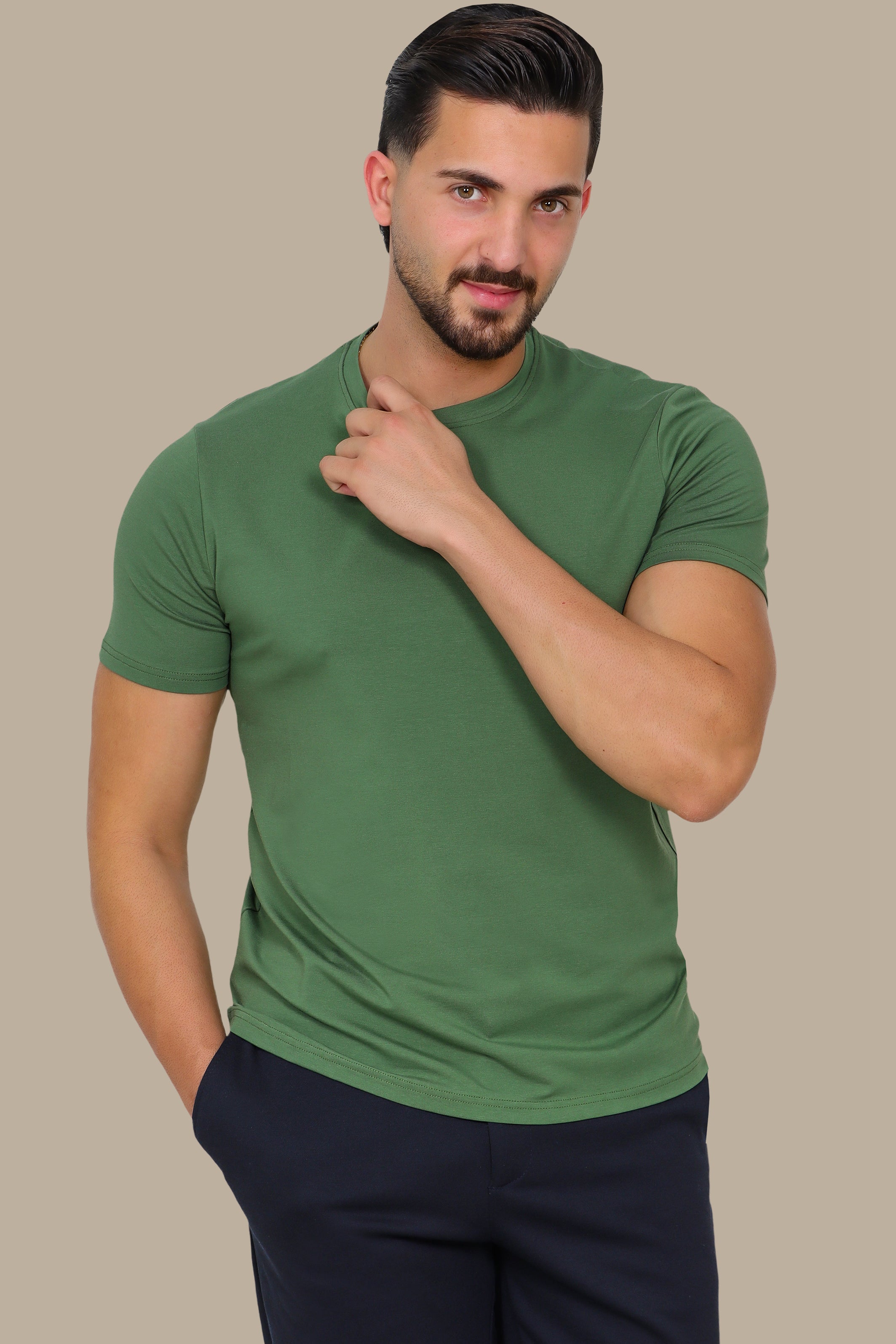 Green Basic Round Neck T-Shirt