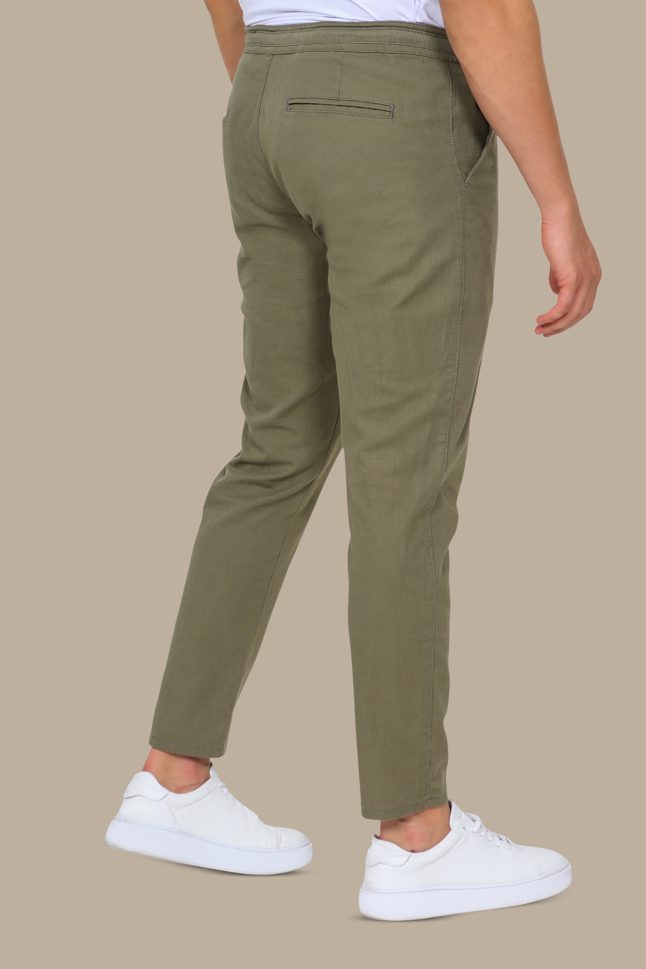 Khaki Linen Fil-à-Fil Pants