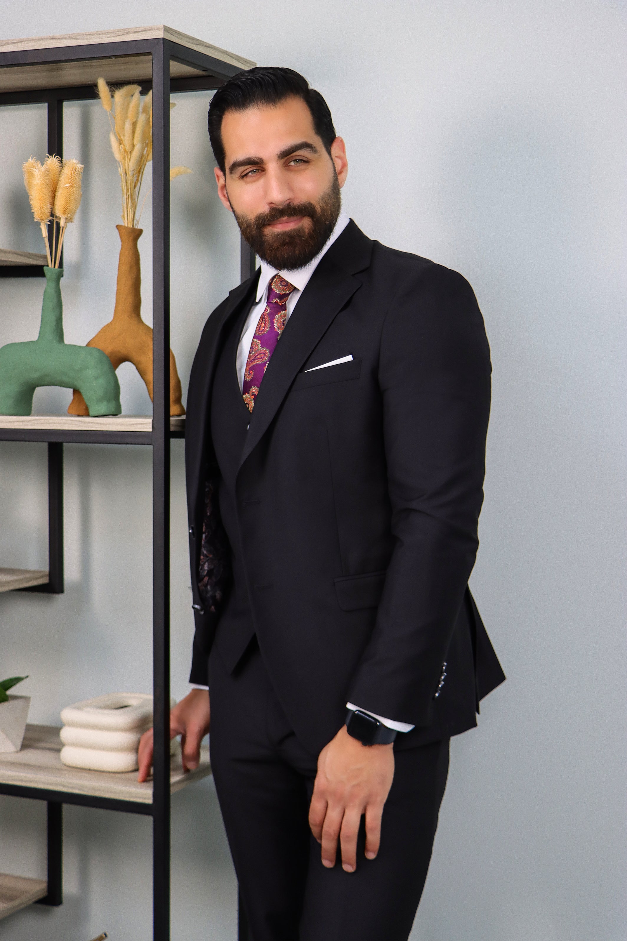 Black 3-Piece Classic Slim Fit Suit with Notch Lapel